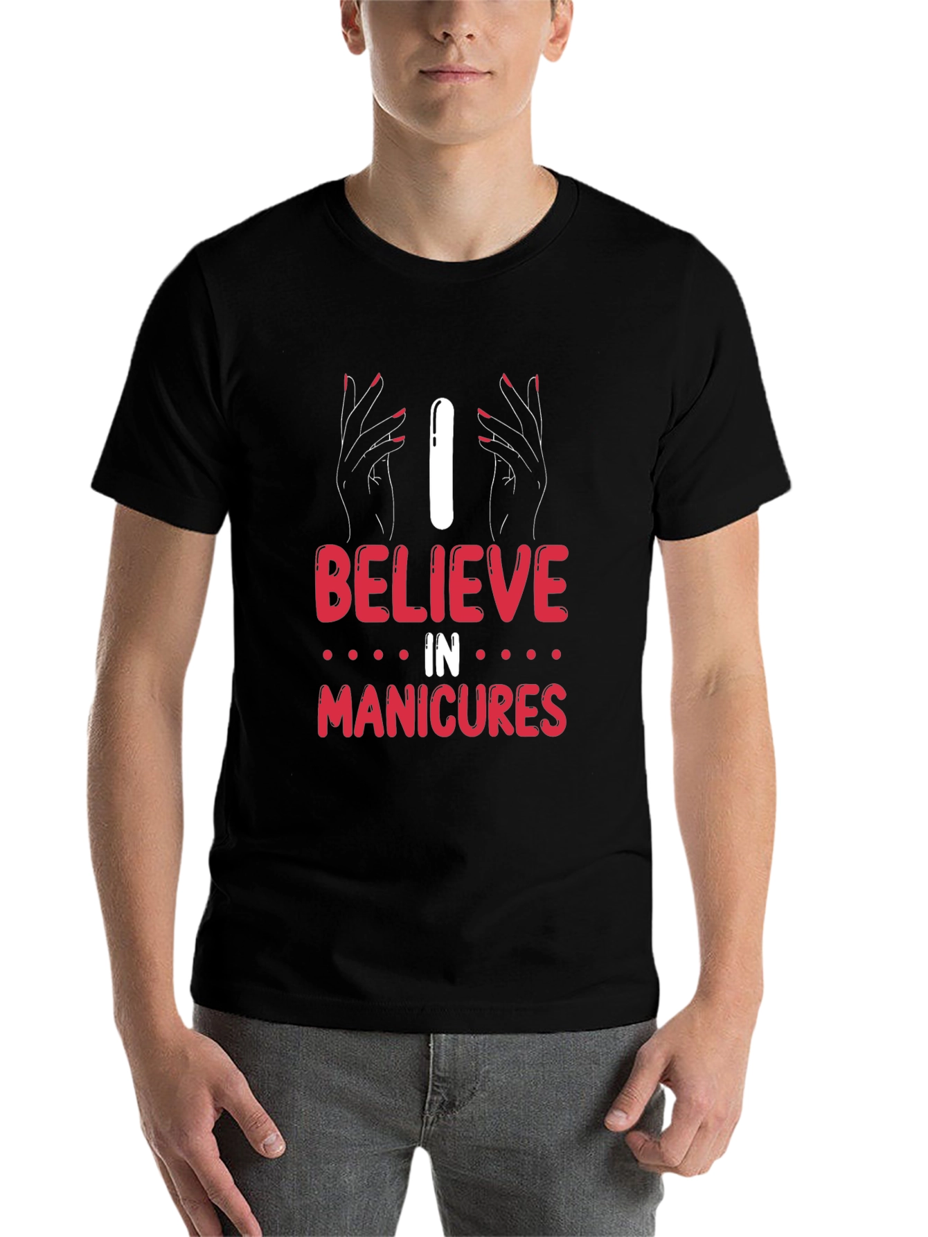 Black I Believe in Manicures Graphic T-Shirt view 7