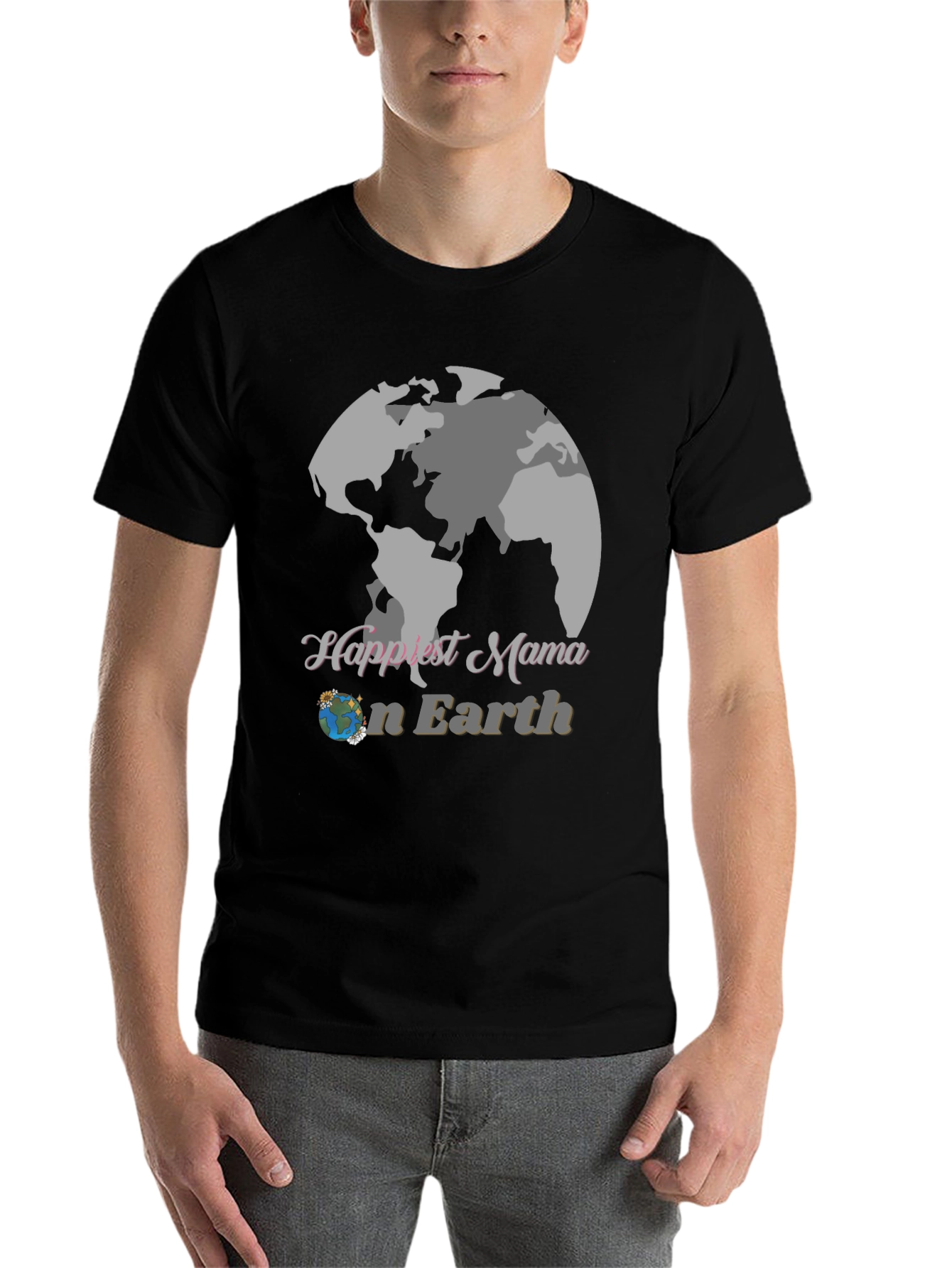 Black Happiest Mama Earth T-Shirt view 7