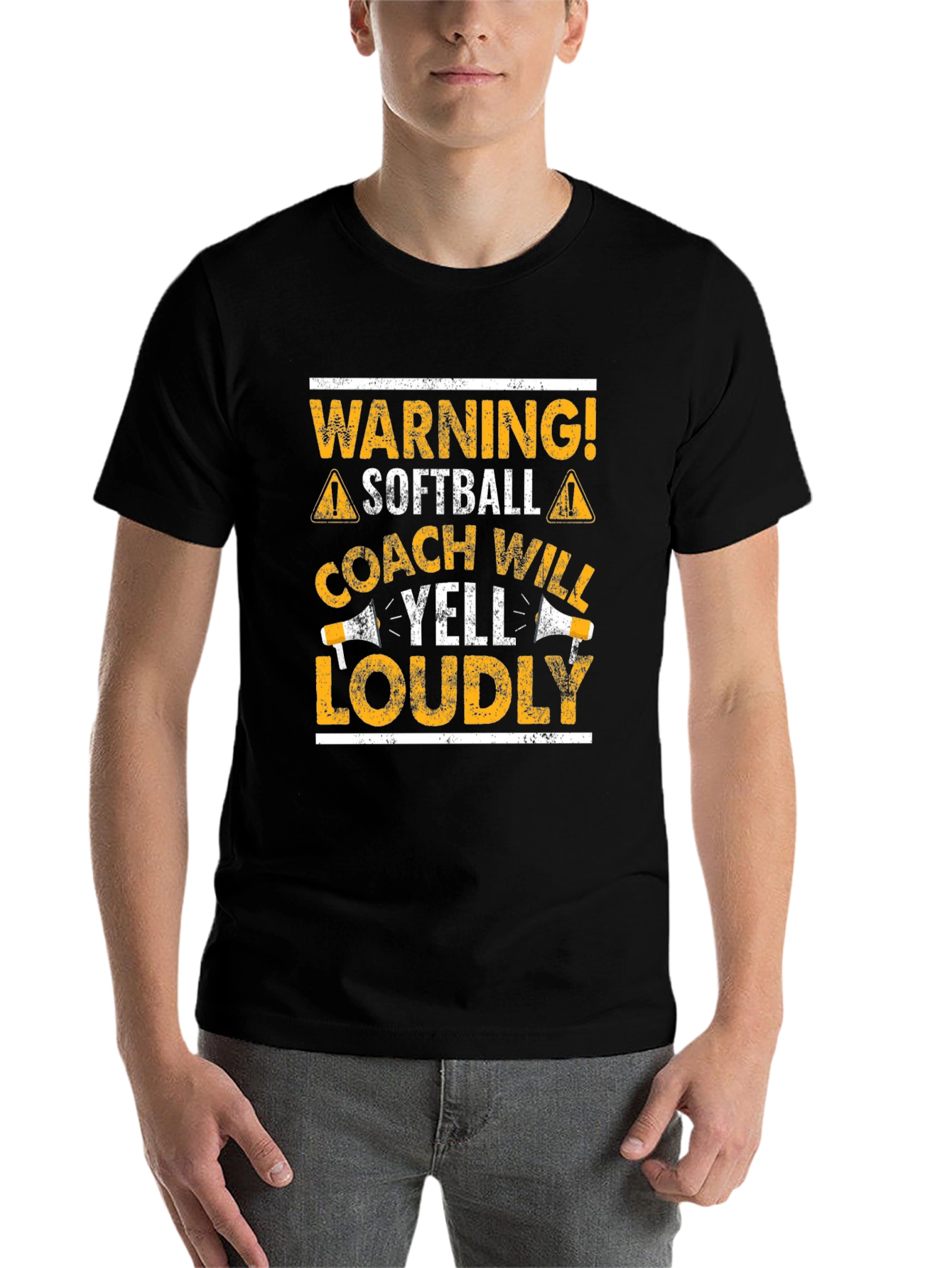 Black Warning Softball Coach Graphic T-Shirt view 7