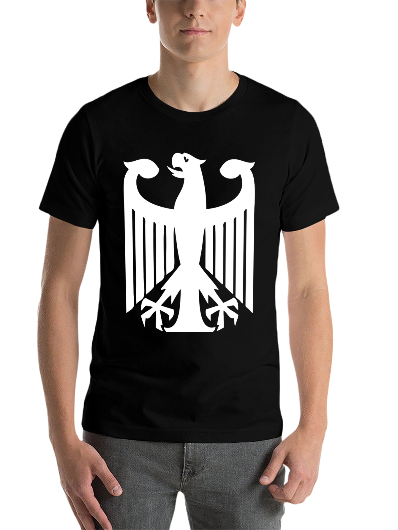 Black German Eagle Graphic Tee - Black Cotton Blend view 7
