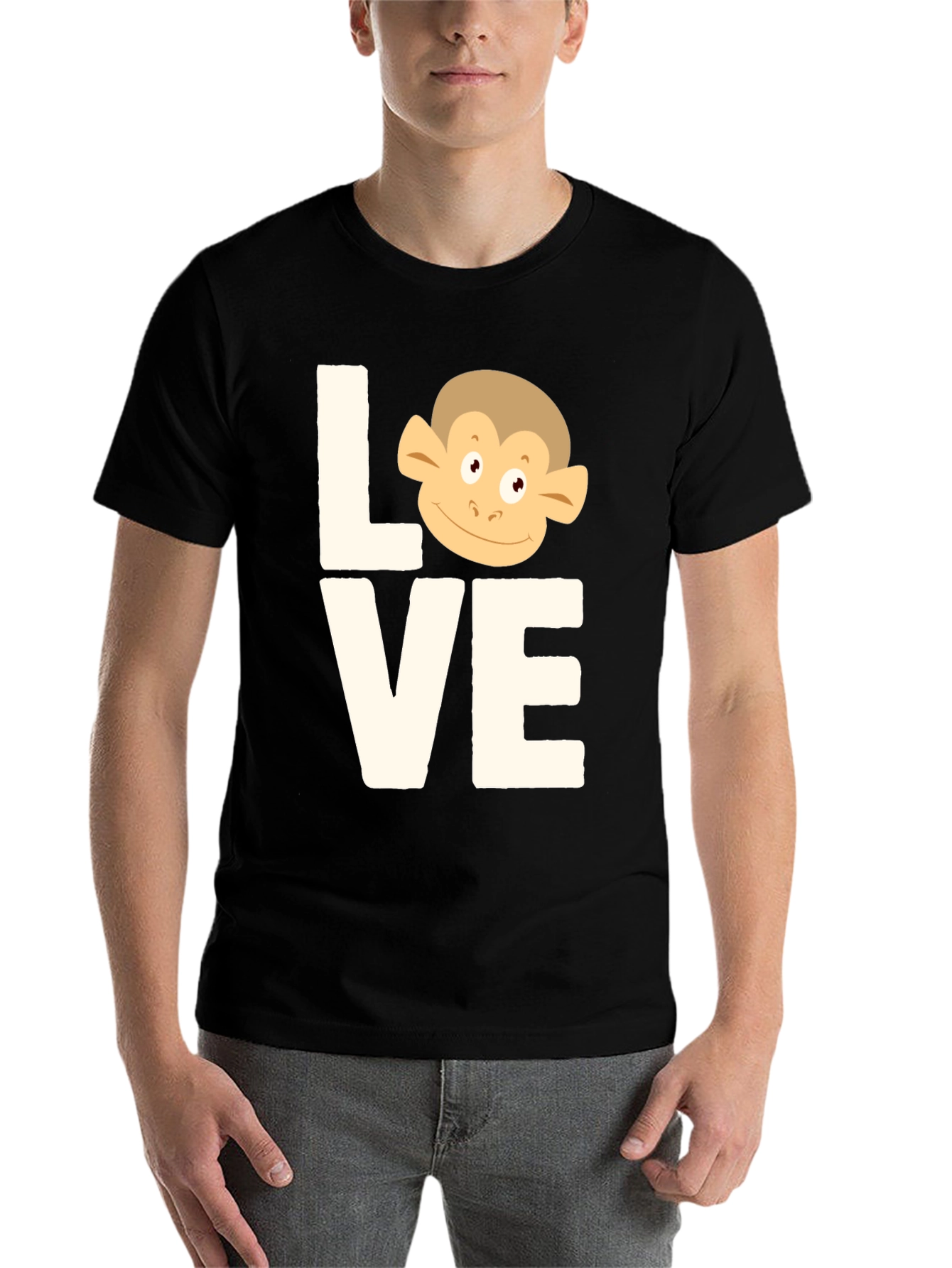 Black Love Monkey T-Shirt - Cute Graphic Tee view 7
