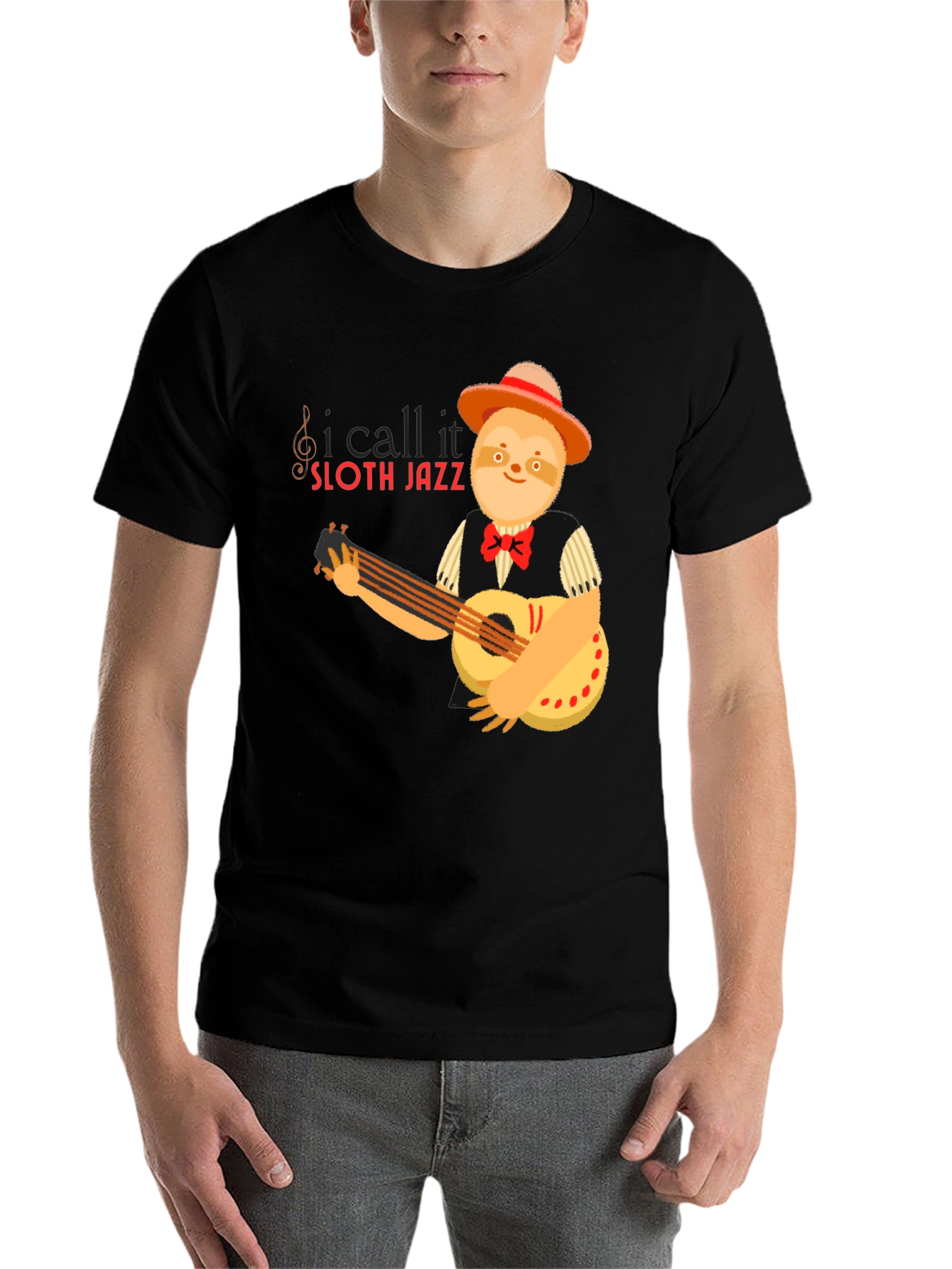 Black Sloth Jazz Graphic T-Shirt - Musical Animal Tee view 7