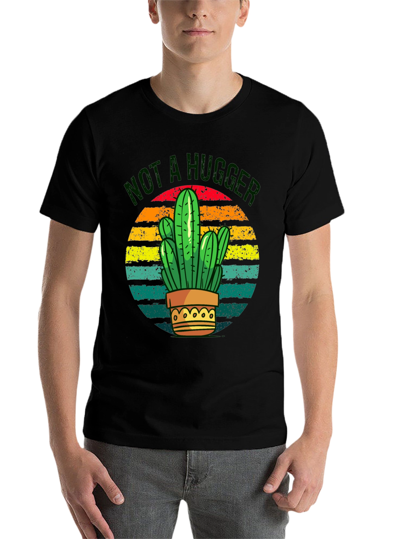 Black Not a Hugger Cactus Graphic Tee view 7