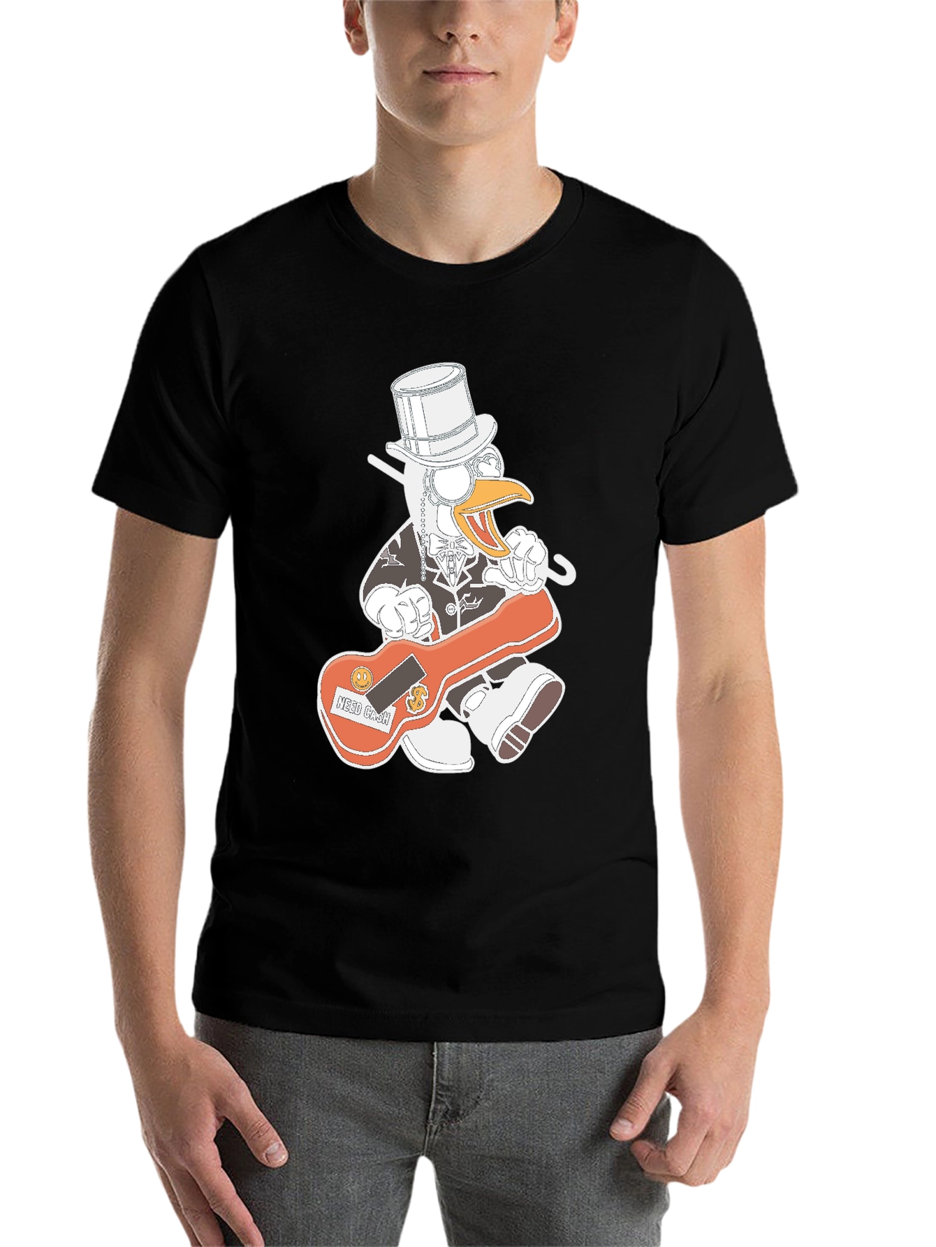 Black Duck Needs Cash T-Shirt - Funny Cartoon Graphic Tee view 7