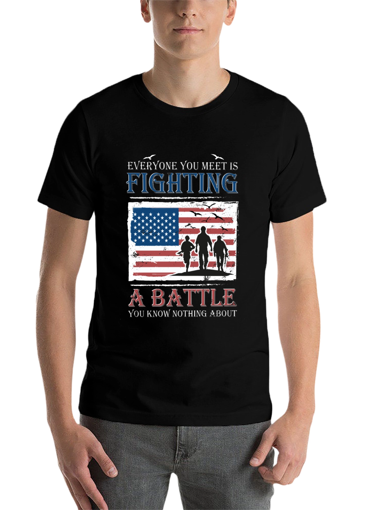 Black Everyone You Meet is Fighting a Battle T-Shirt view 7