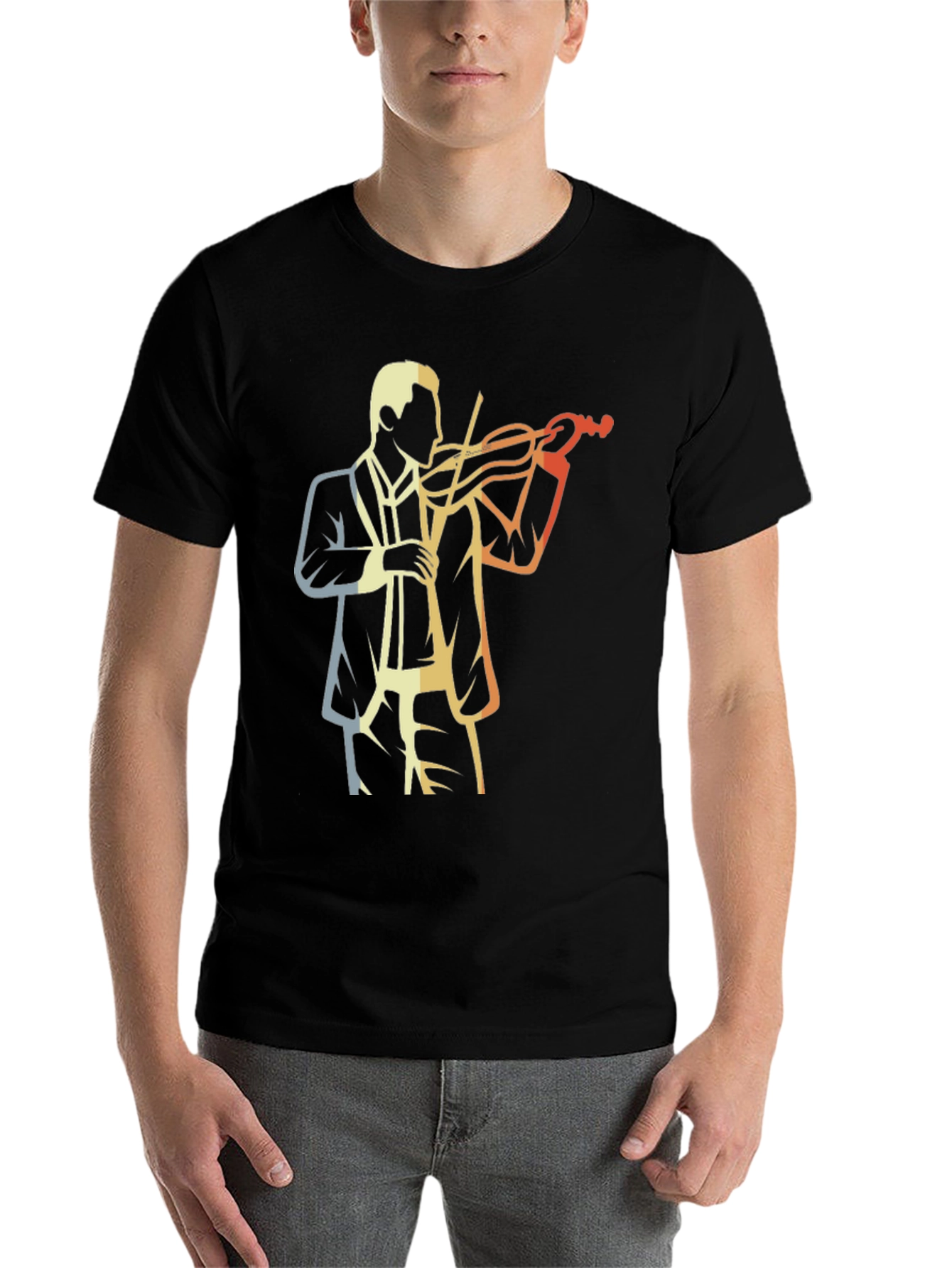 Black Retro Violinist Graphic Tee view 7