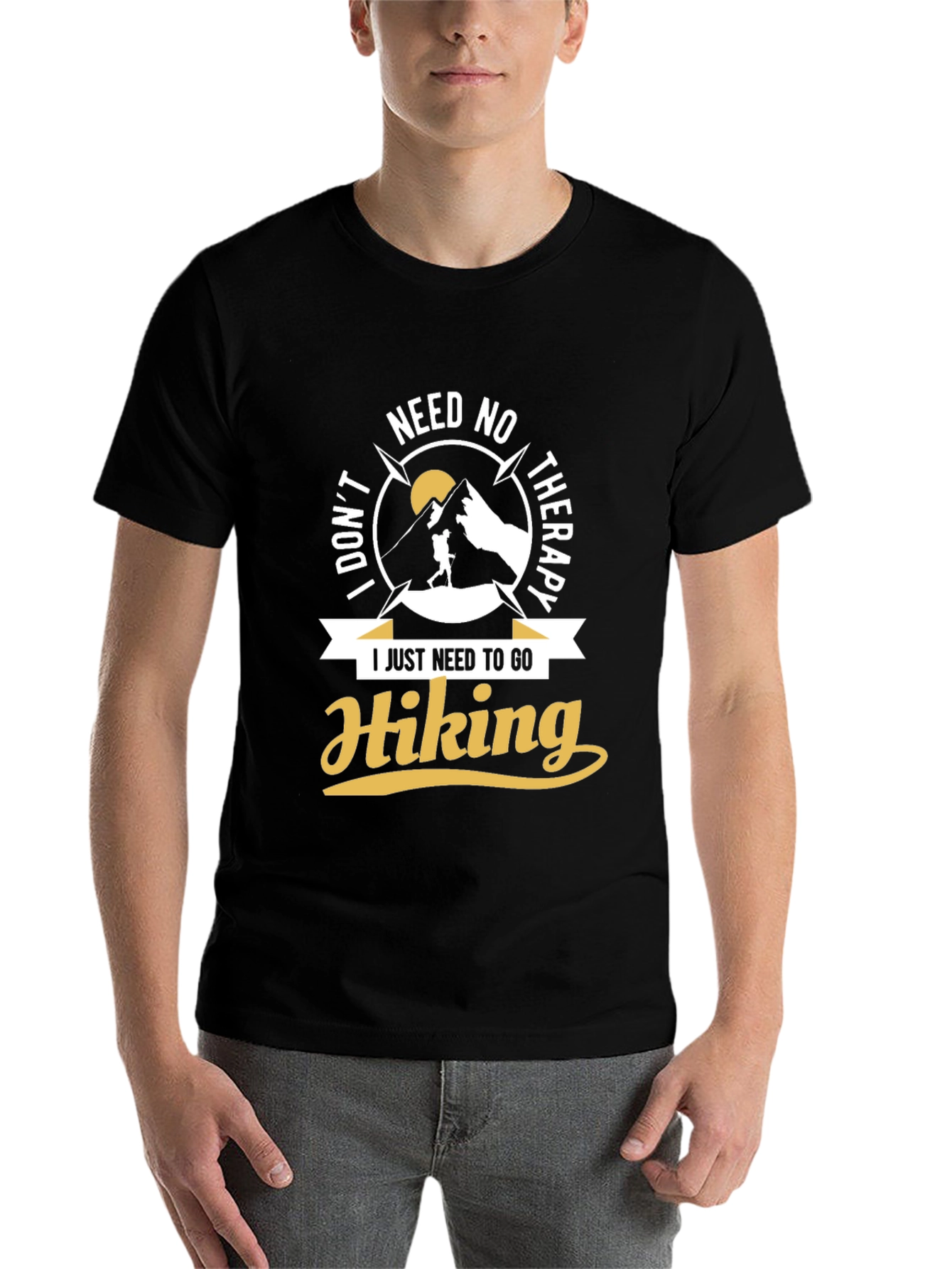 Black Hiking Therapy T-Shirt view 7