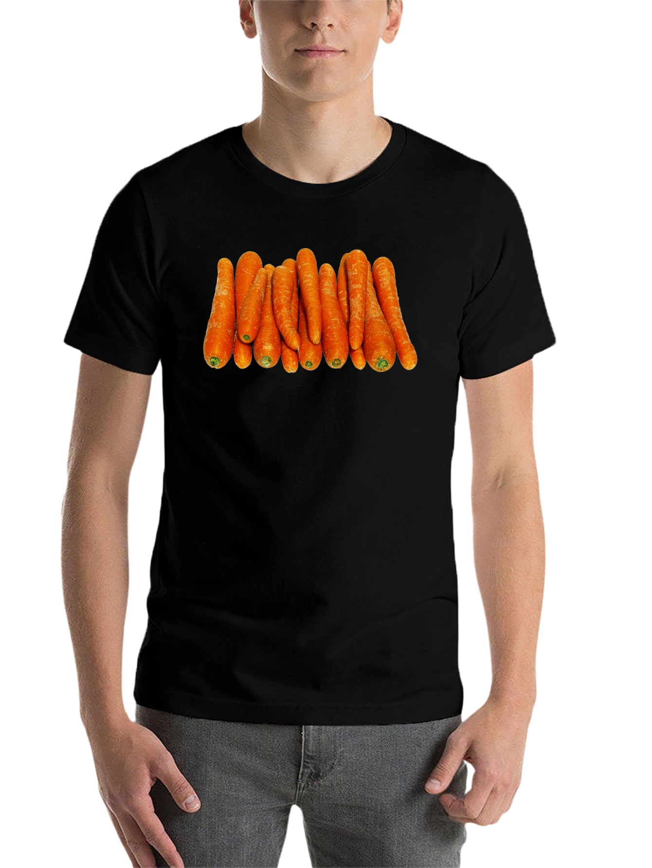 Black Funny Carrot Pattern Black T-Shirt view 7