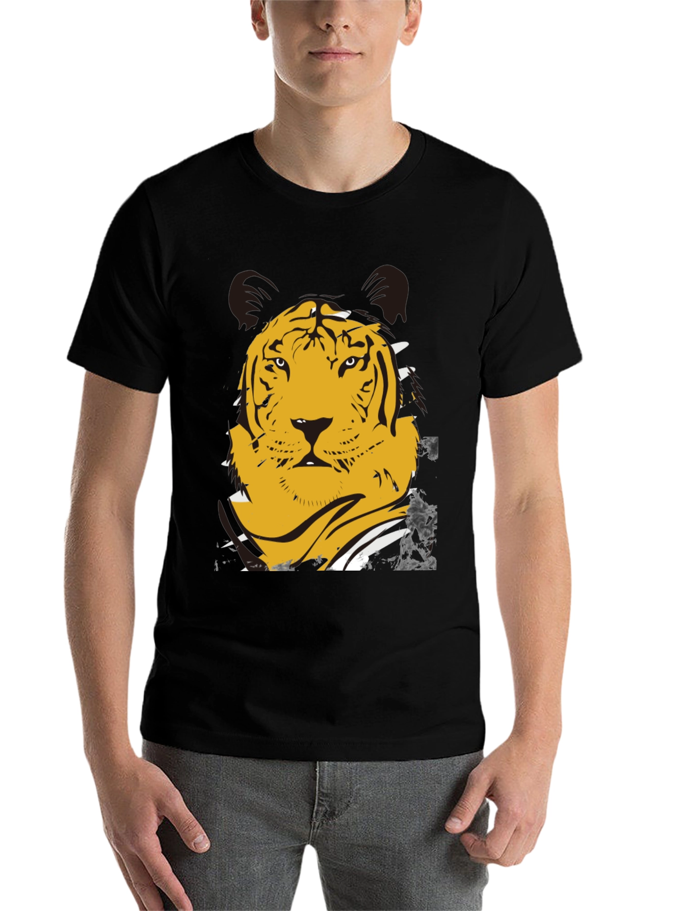 Black Bold Tiger Graphic T-Shirt - Men's Black Tee view 7