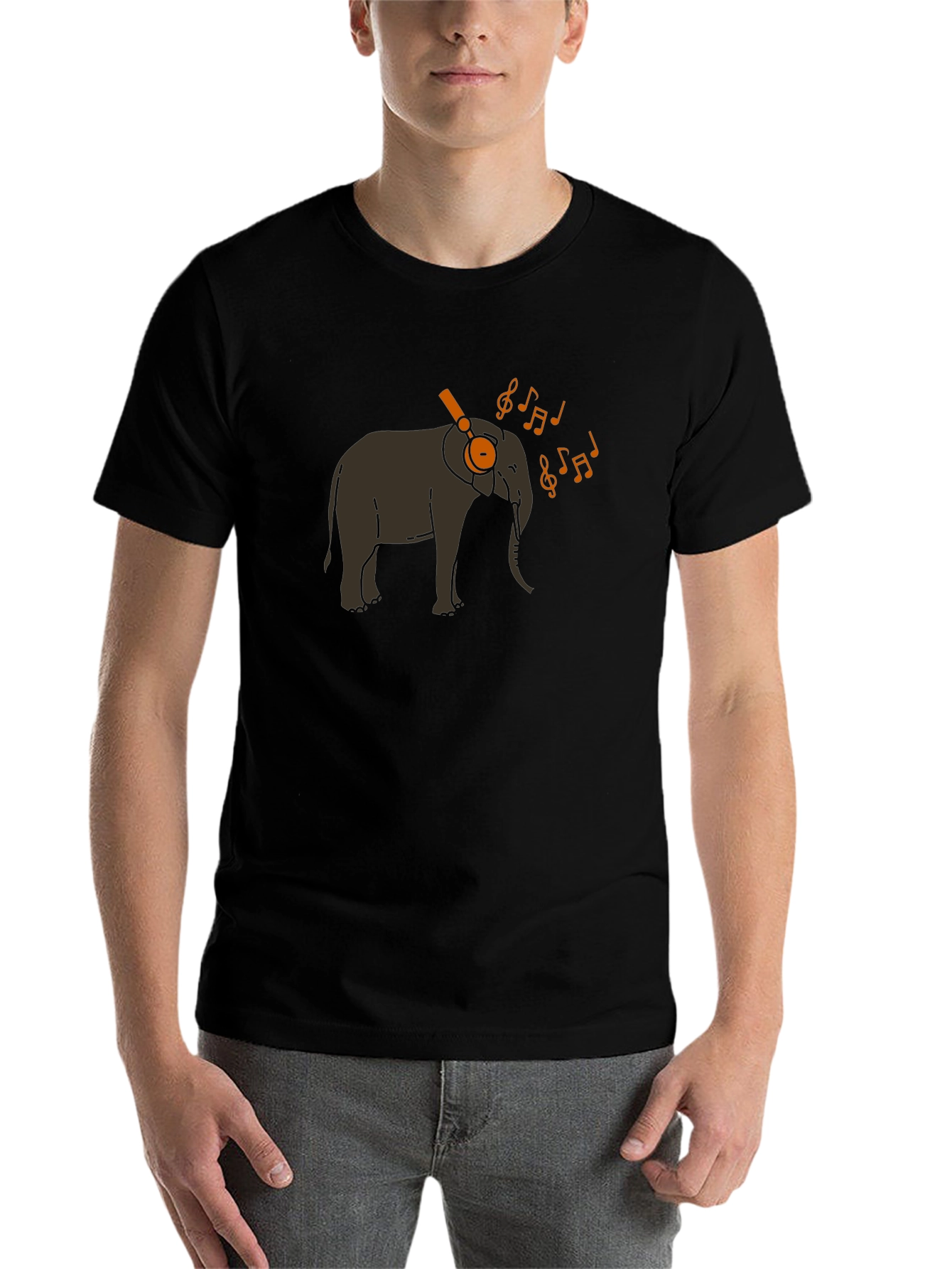 Black Musical Elephant Graphic T-Shirt - Cool Animal Tee view 7