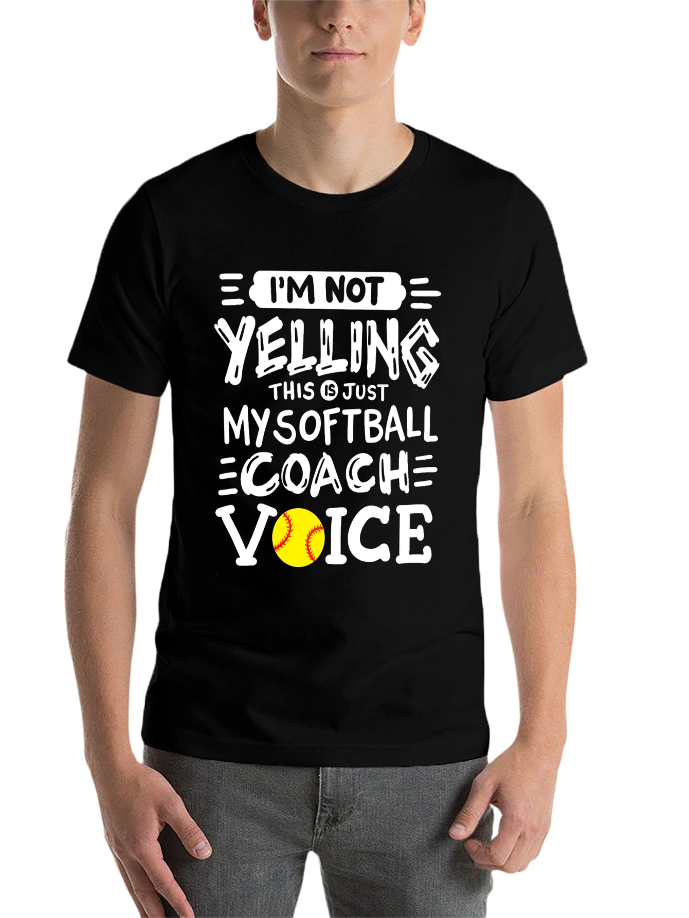 Black Softball Coach Voice T-Shirt - Funny Slogan Tee view 7