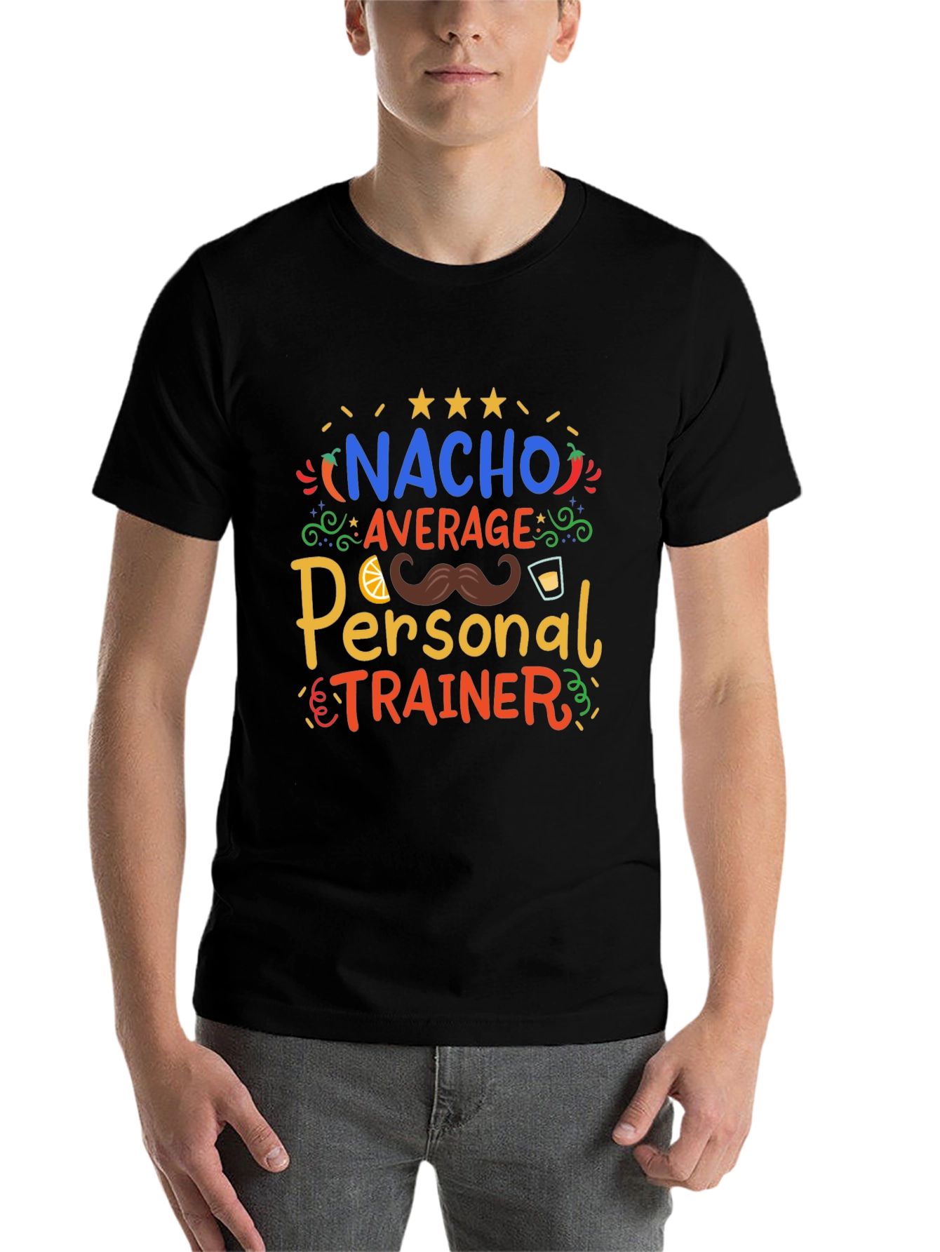 Black Nacho Average Personal Trainer T-Shirt view 7