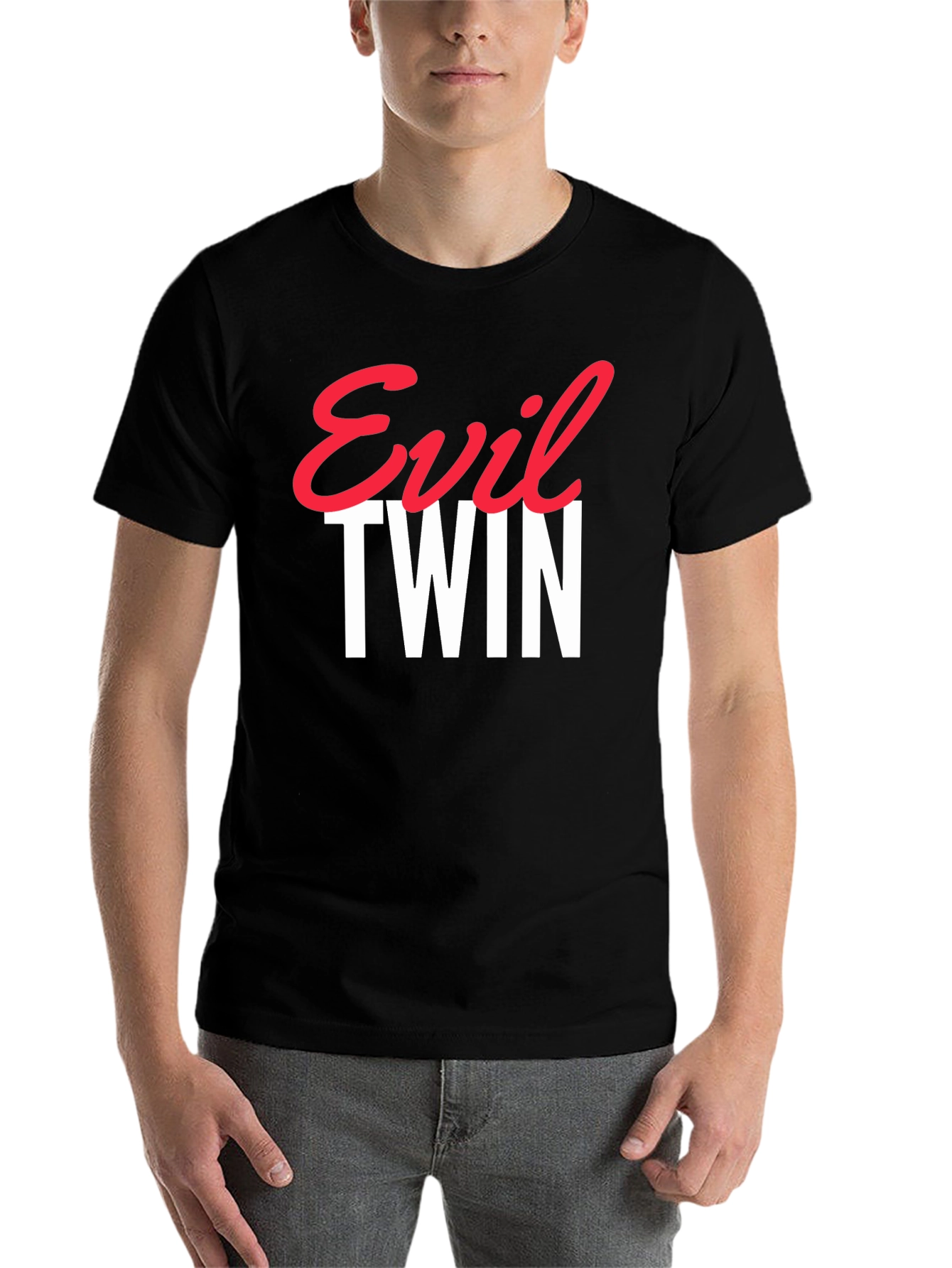 Black Evil Twin Graphic Tee - Trendy Statement T-Shirt view 7
