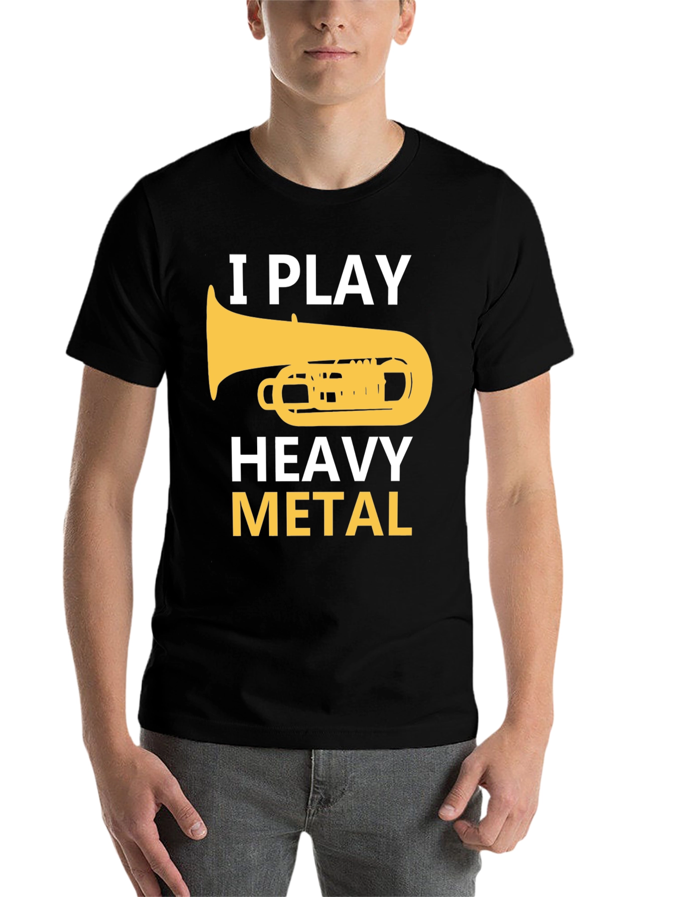 Black I Play Heavy Metal Tuba Funny Musician T-Shirt view 7