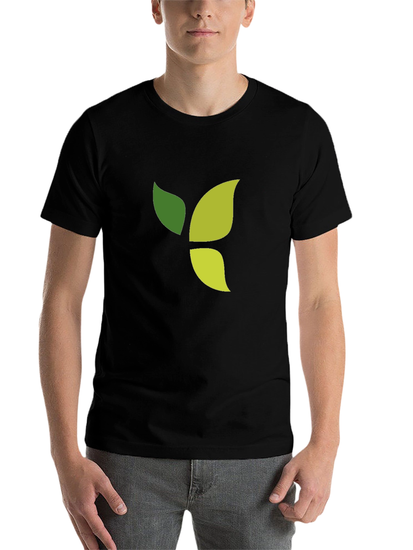 Black Green Leaf Graphic Black T-Shirt view 7