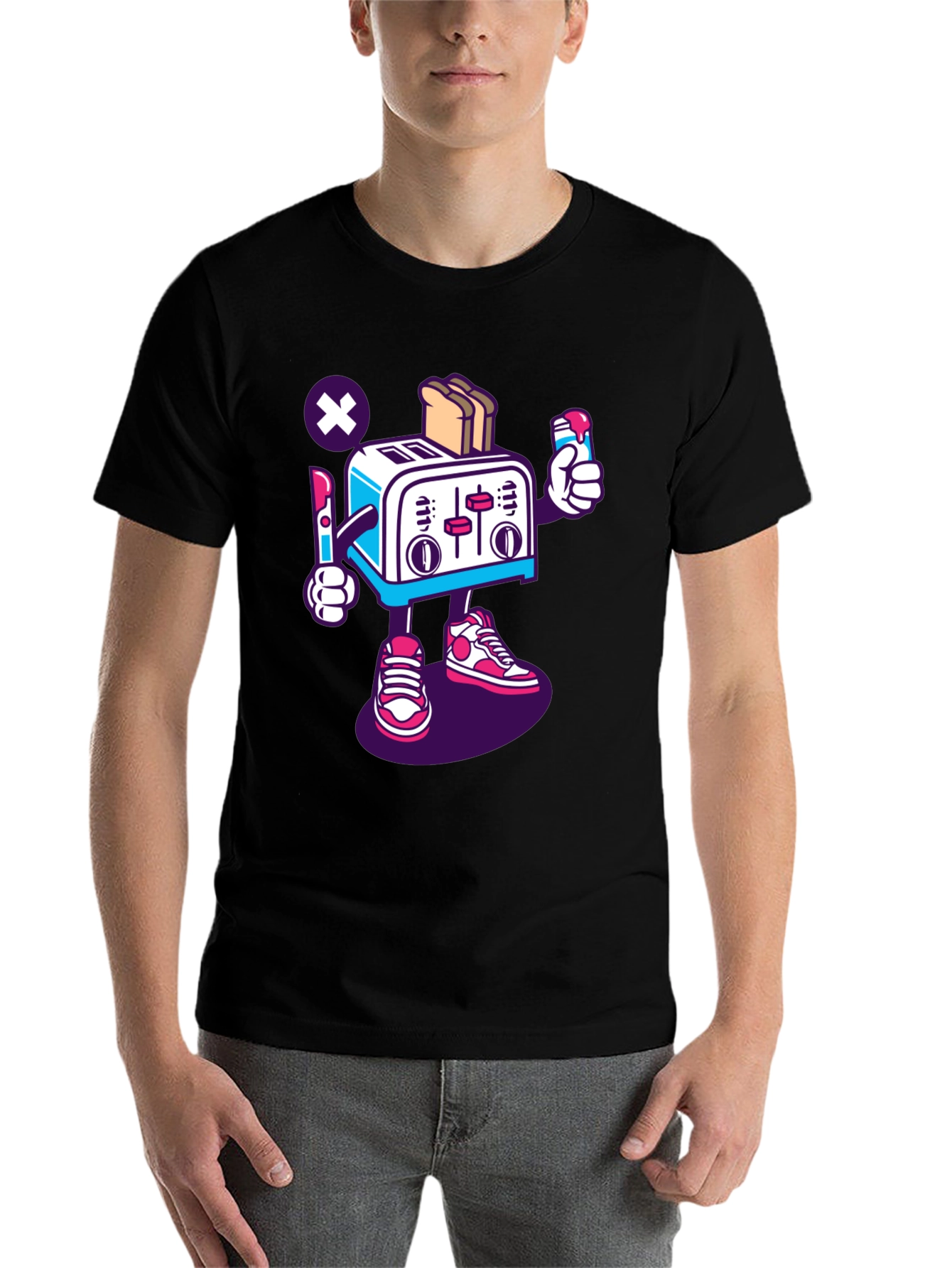 Black Toaster Character Black Graphic T-Shirt view 7