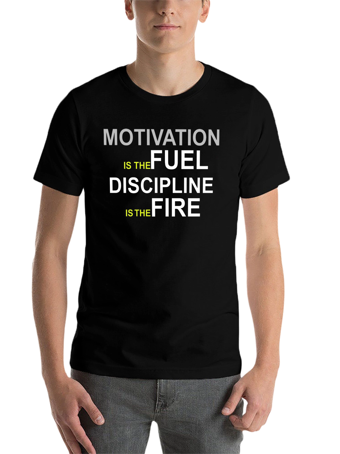 Black Motivation Fuel Discipline Fire T-Shirt view 7