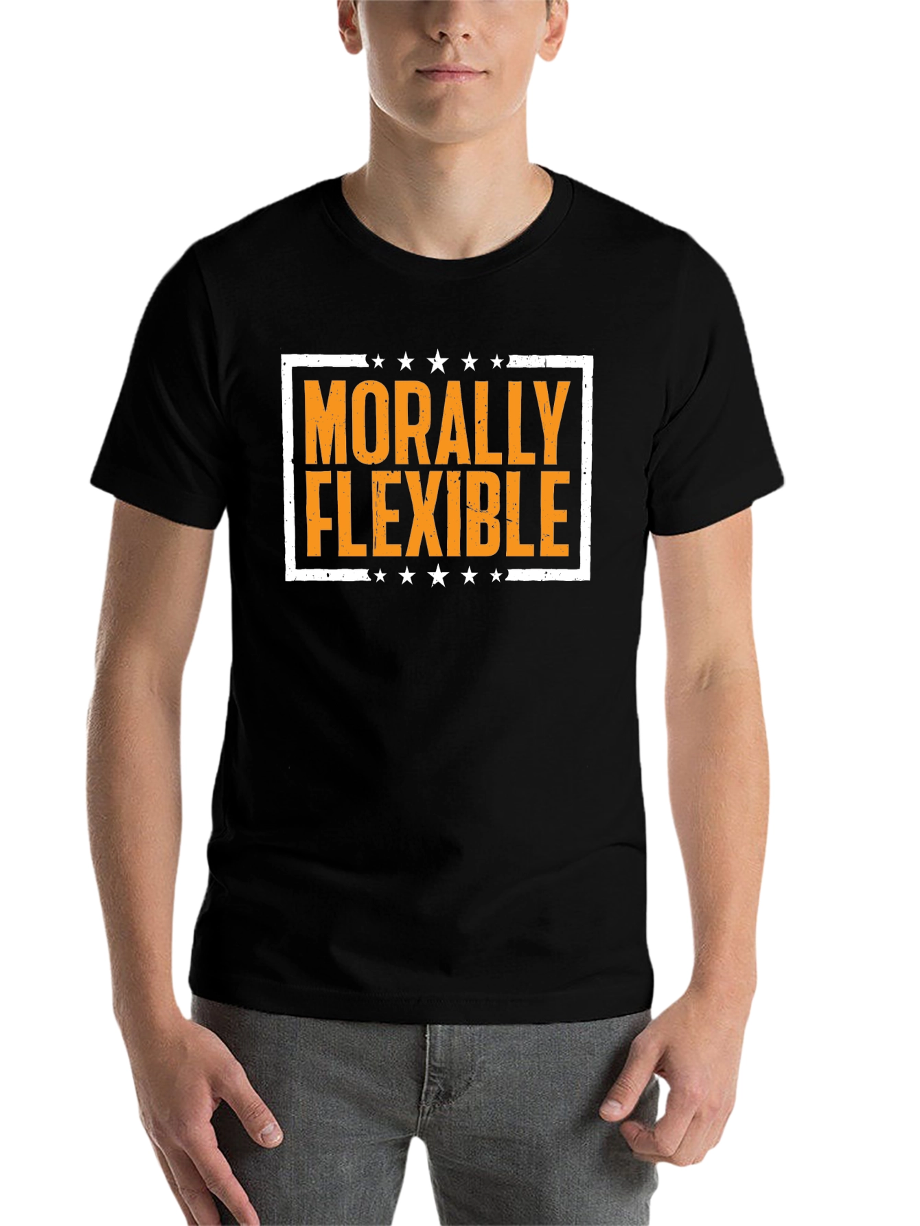 Black Morally Flexible Graphic Tee -  Funny T-Shirt view 7