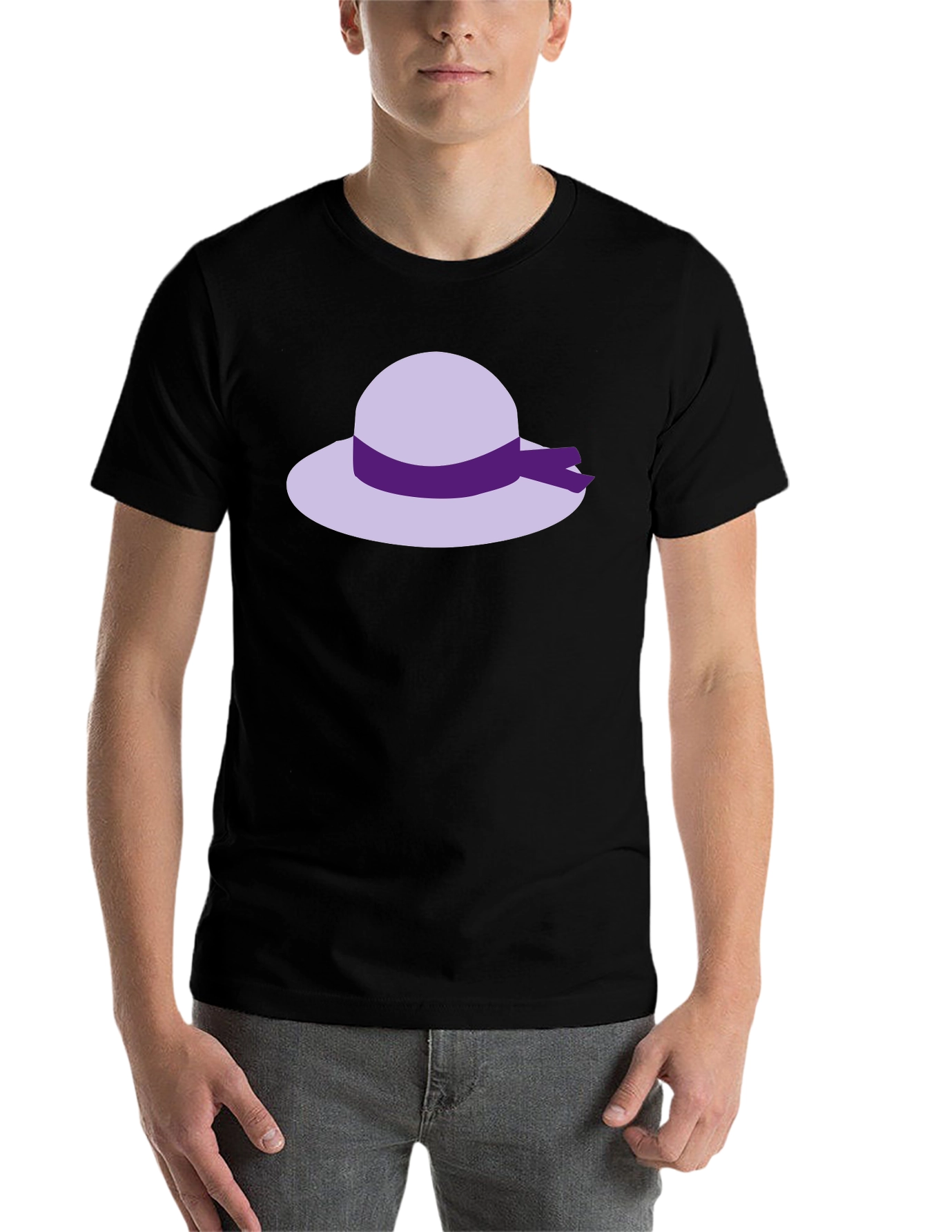 Black Novelty Hat Graphic T-Shirt - Casual Black Tee view 7