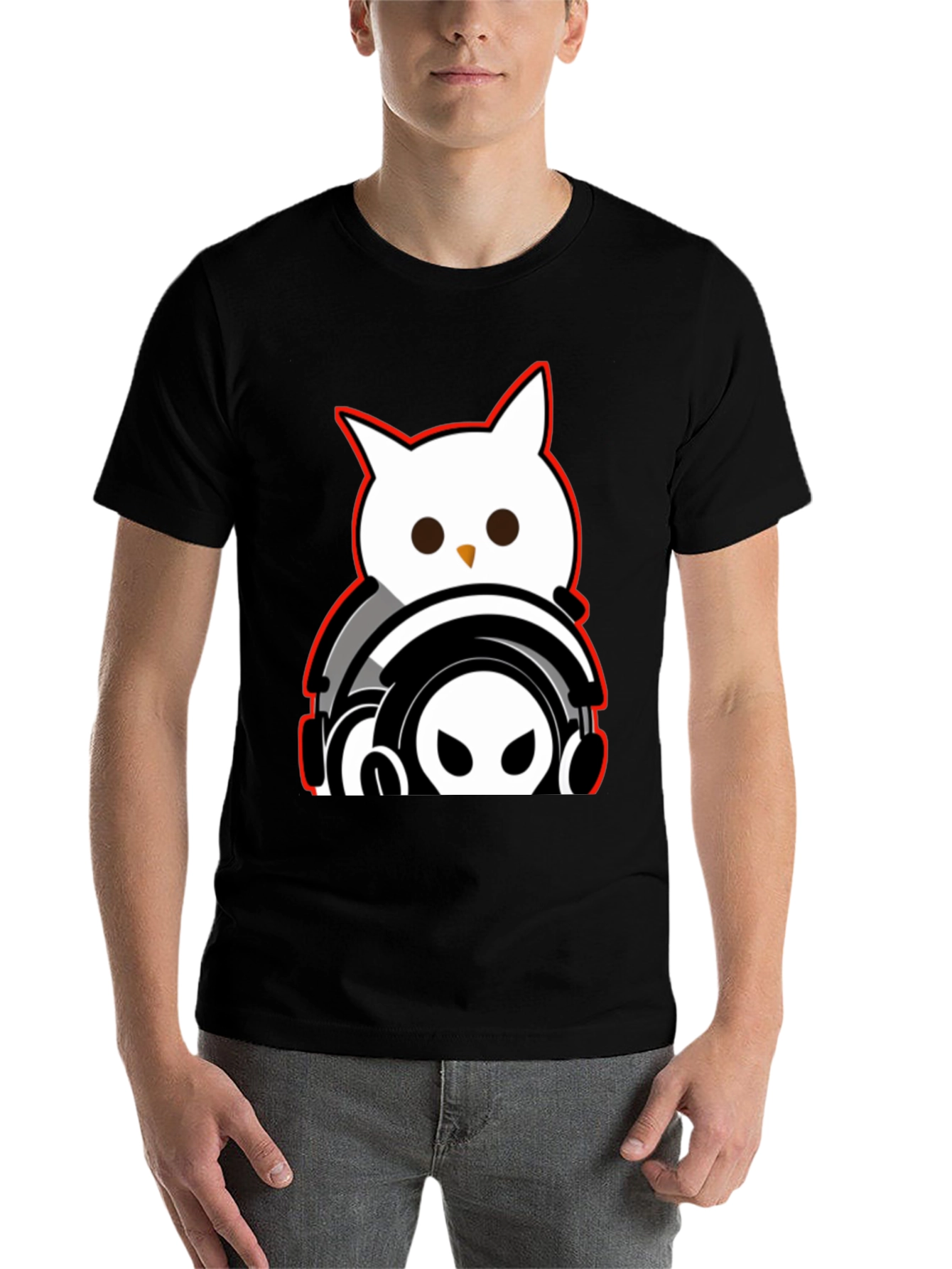 Black Owl DJ Graphic Tee - Black view 7