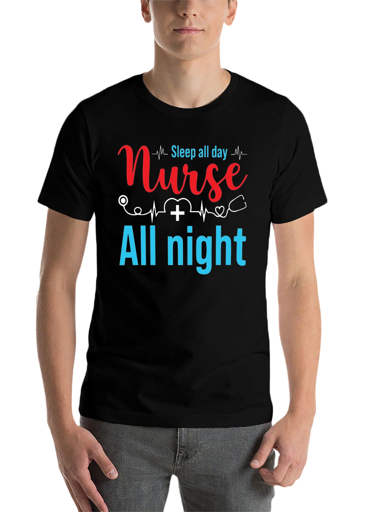 Black Nurse Sleep All Day T-Shirt view 7