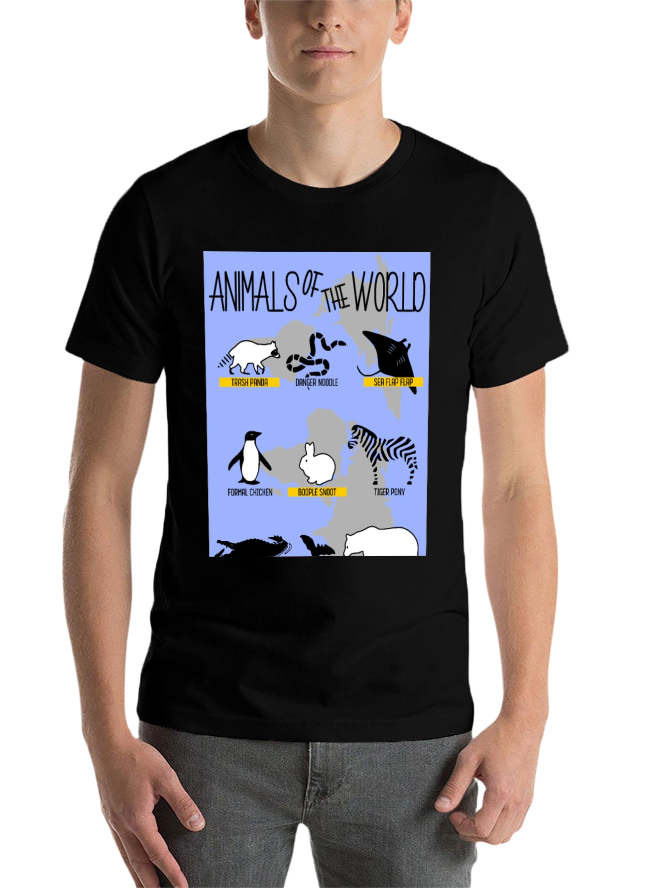 Black Animals of the World Graphic T-Shirt view 7