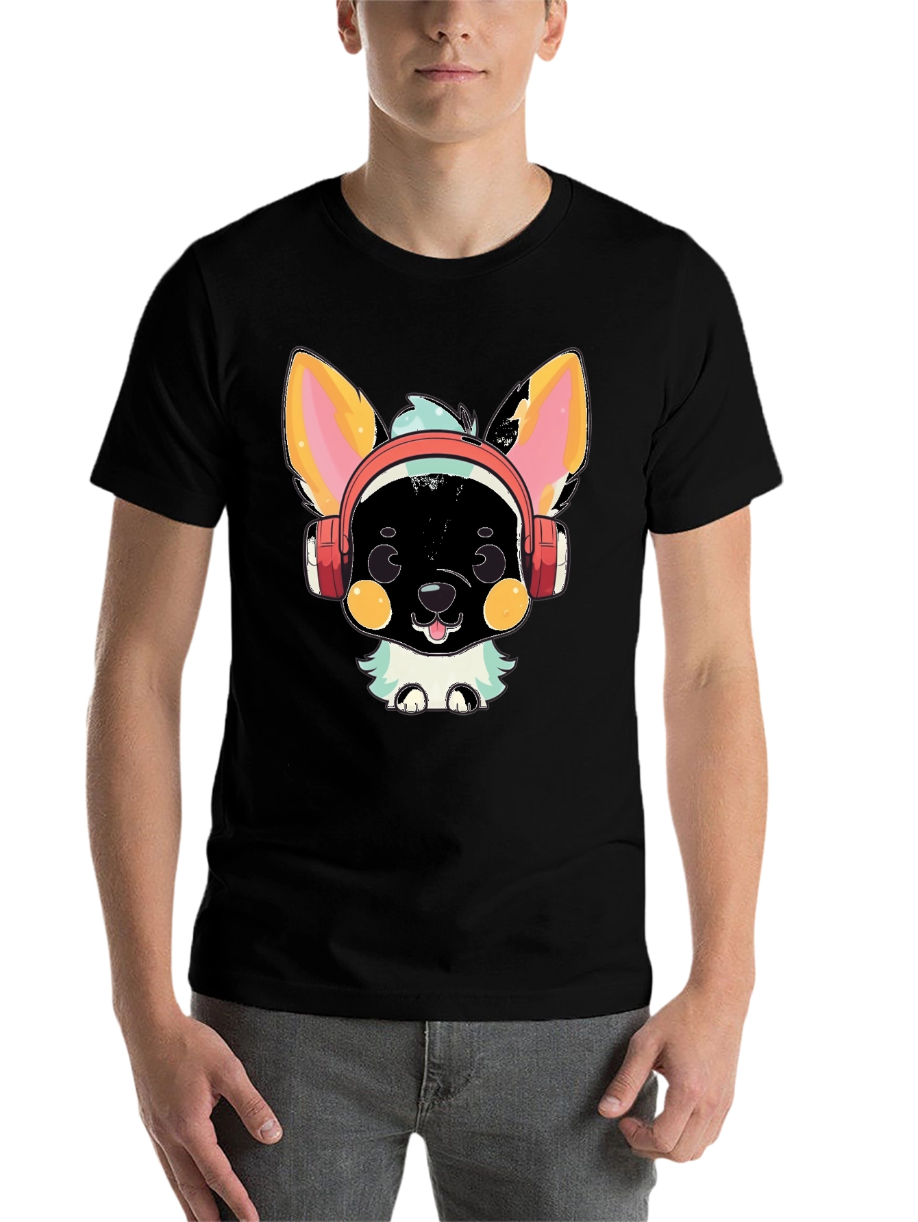 Black Cool Canine Beats T-Shirt view 7