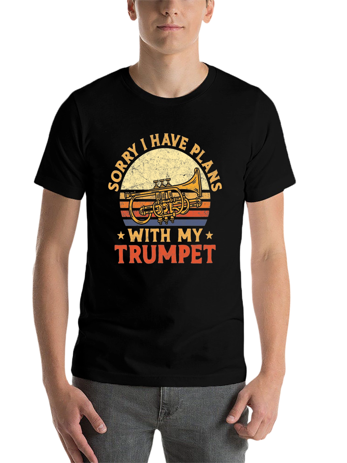 Black Sorry I Have Plans with My Trumpet Black T-Shirt view 7