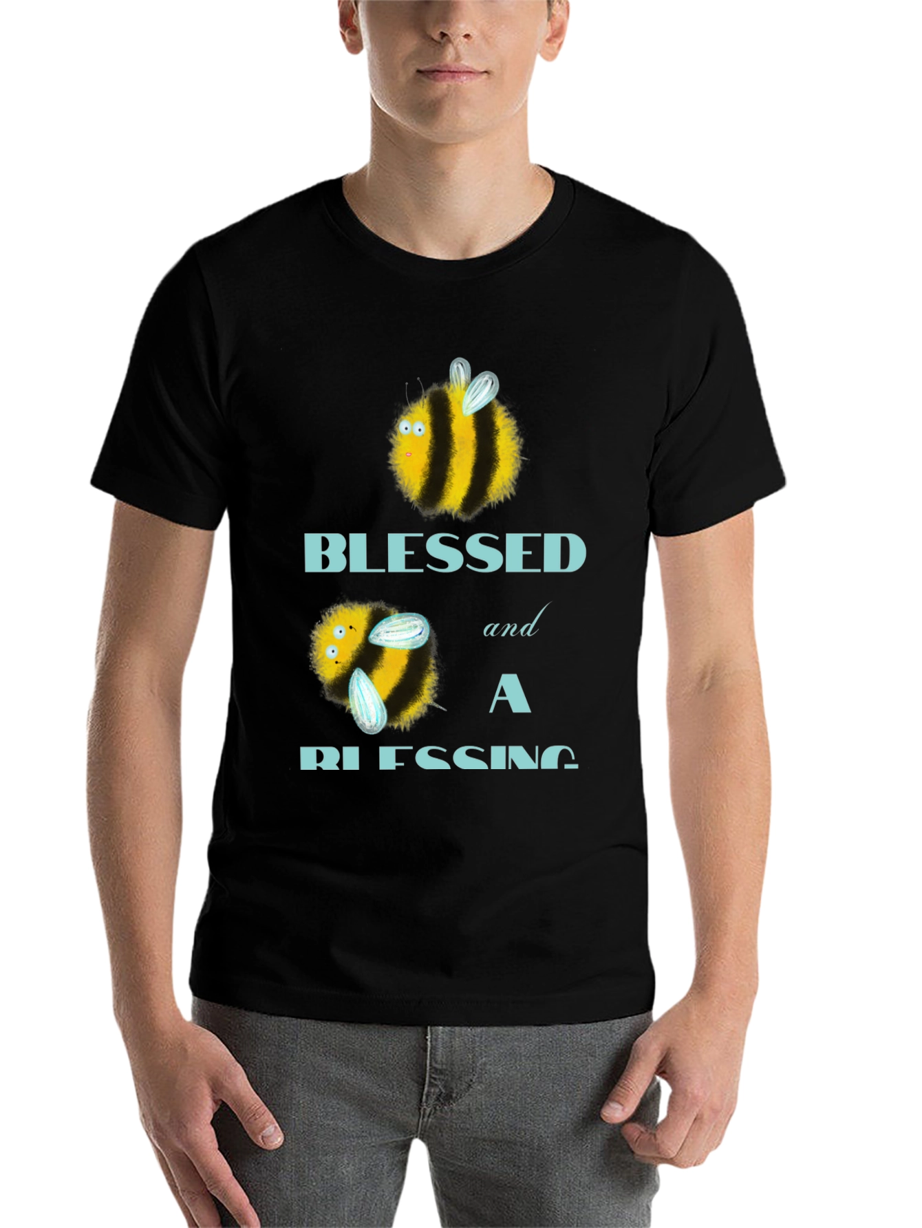 Black Blessed Bee T-Shirt - Cute Graphic Tee view 7