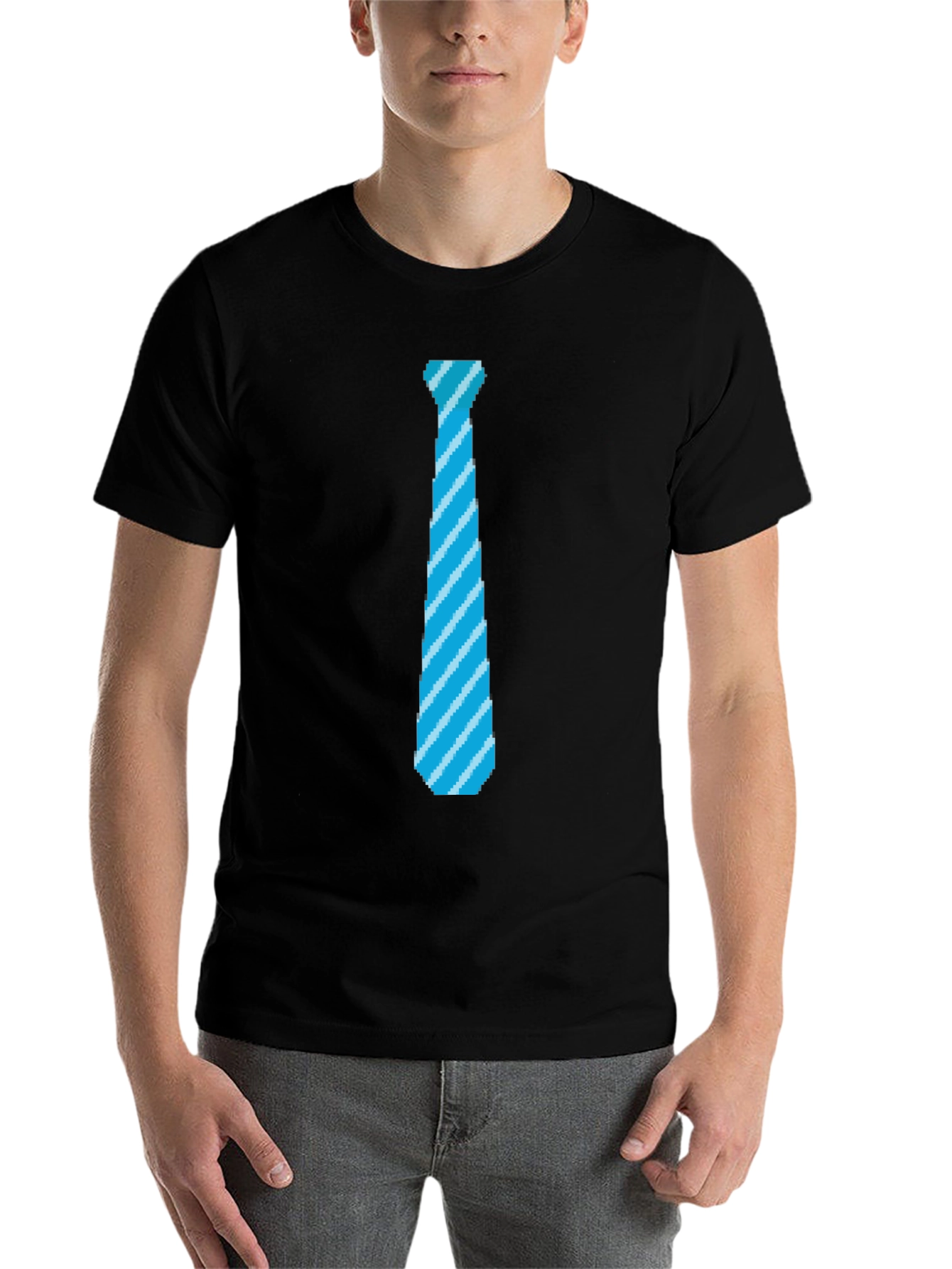 Black Pixel Tie Graphic T-Shirt - Fun Retro Design view 7