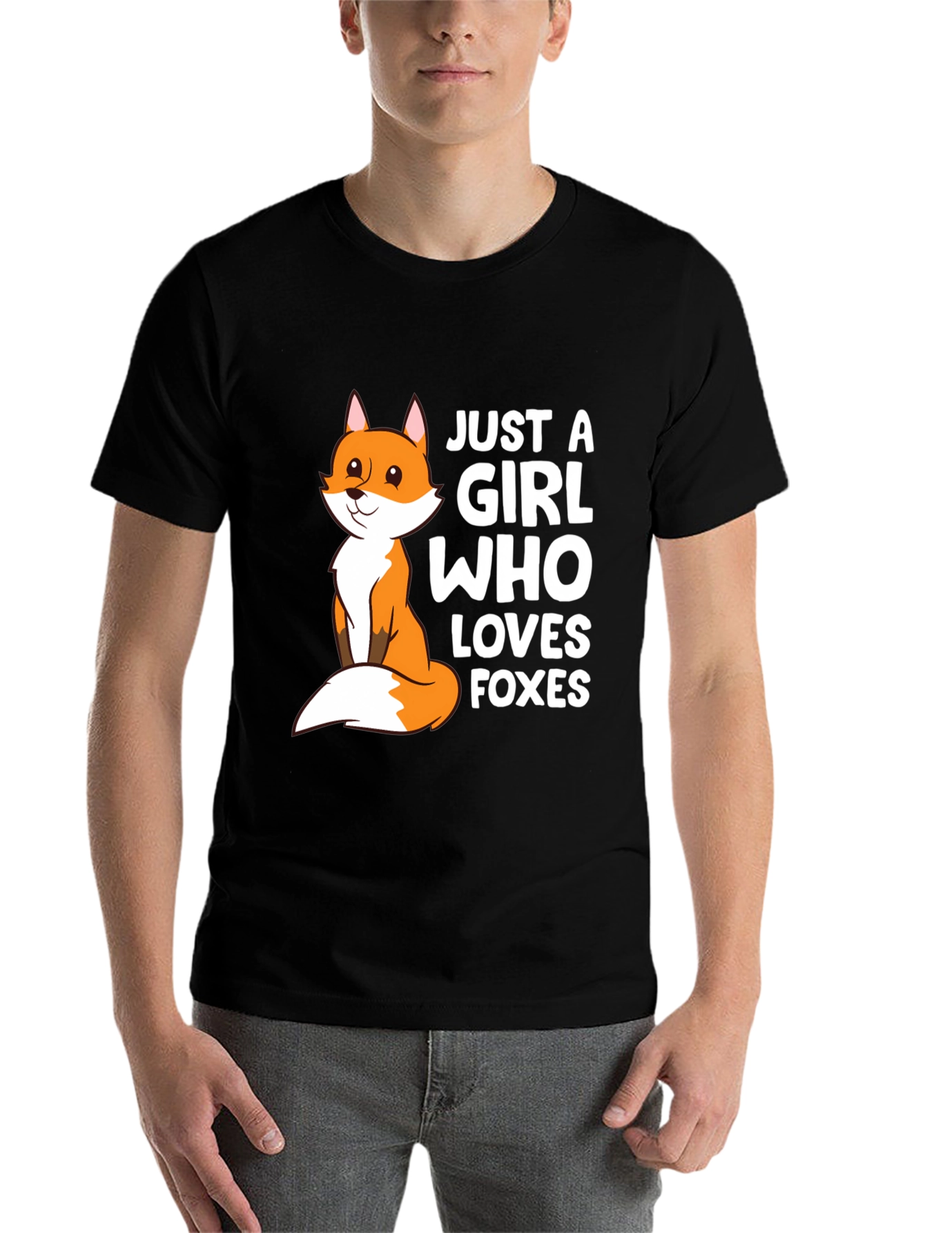 Black Just A Girl Who Loves Foxes T-Shirt Cute Fox Graphic Tee view 7