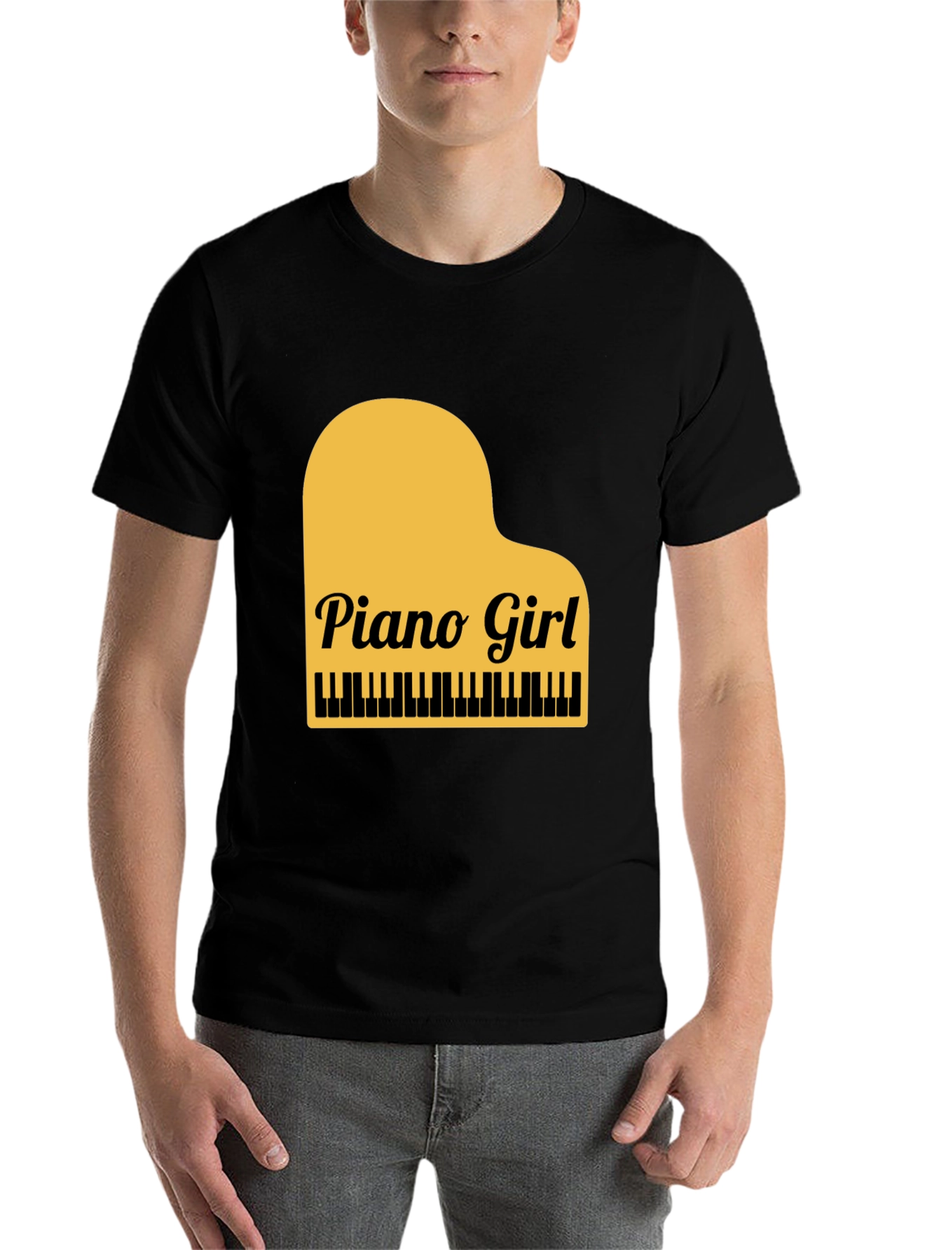 Black Piano Girl Graphic Tee - Black Cotton Blend view 7
