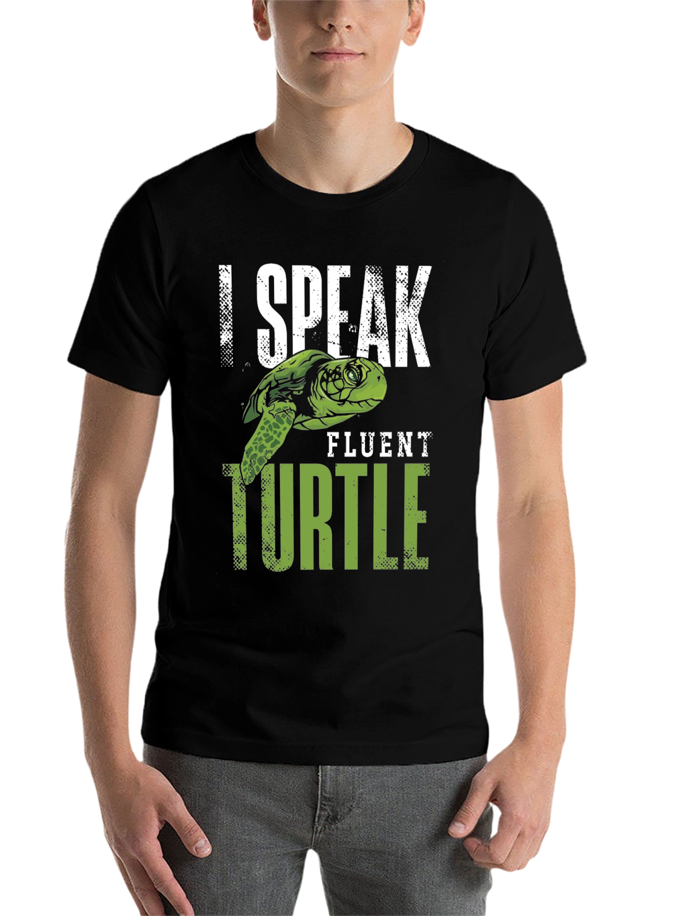 Black I Speak Fluent Turtle Graphic T-Shirt view 7