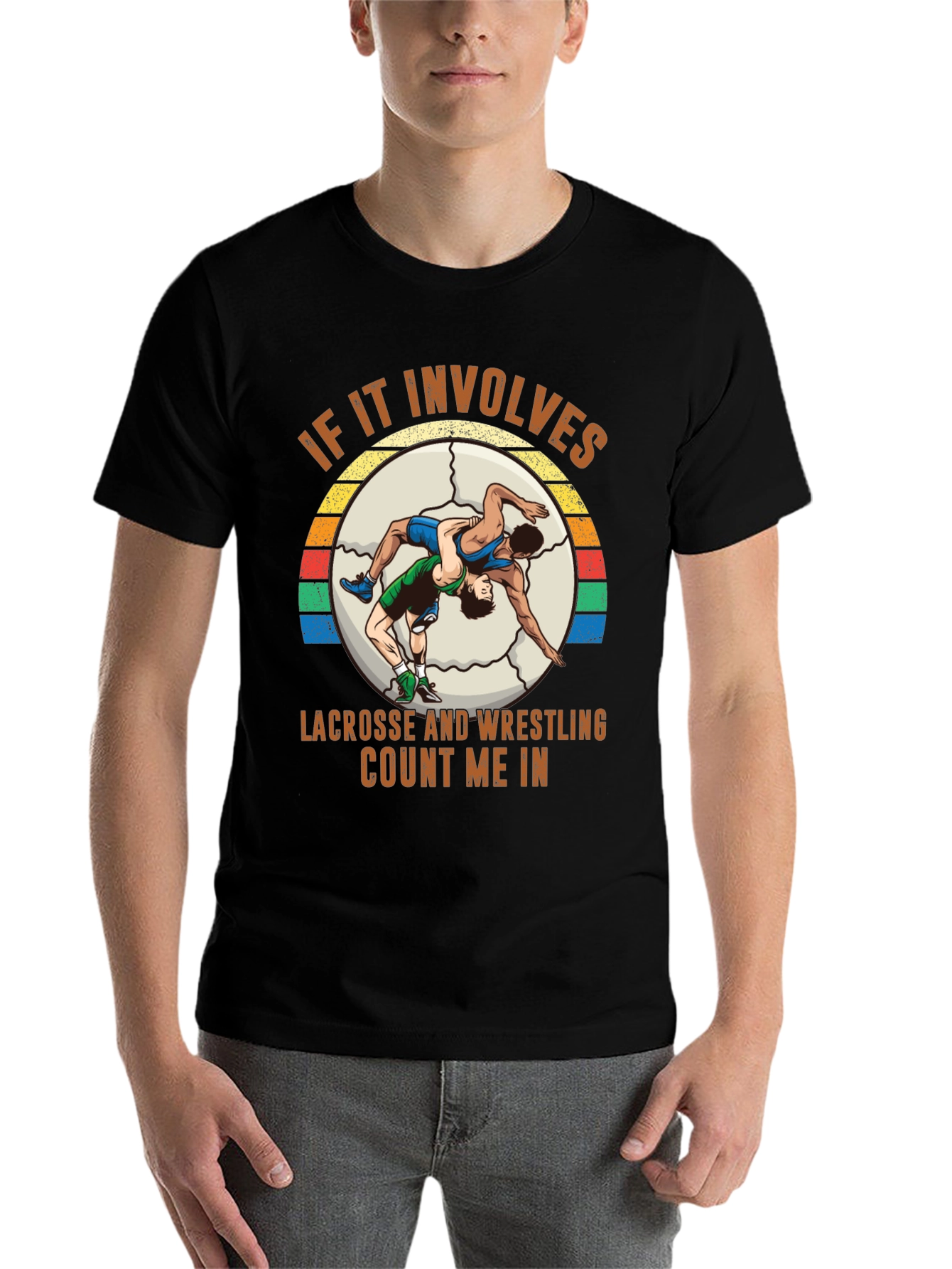 Black Lacrosse Wrestling T-Shirt - Count Me In! view 7
