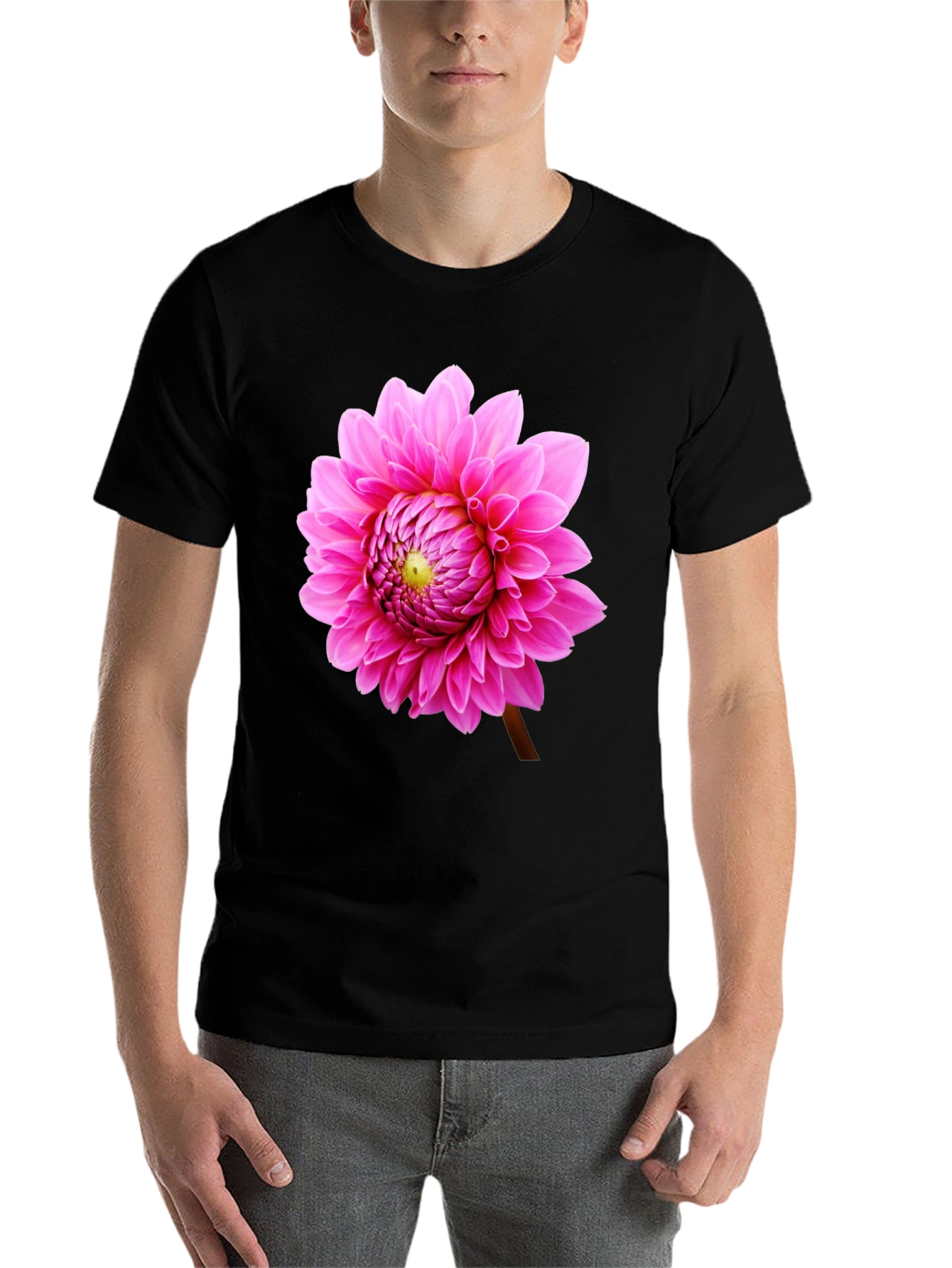 Black Floral Print Black T-Shirt view 7