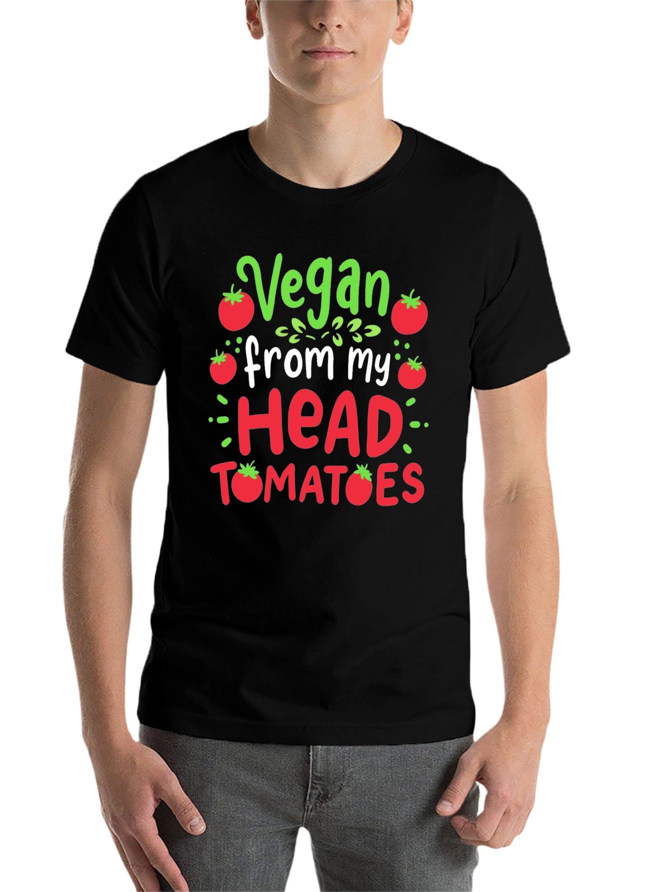 Black Vegan Tomato T-Shirt - Funny Plant Based Tee view 7