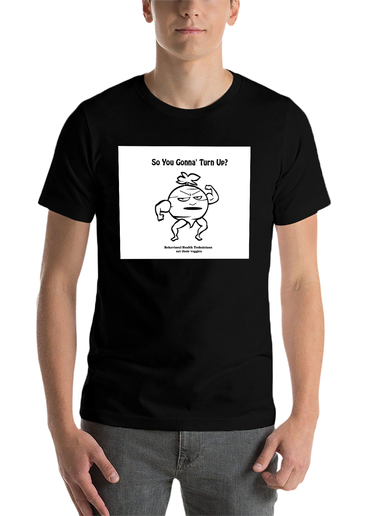 Black Funny Veggie T-Shirt: So You Gonna' Turn Up? view 7