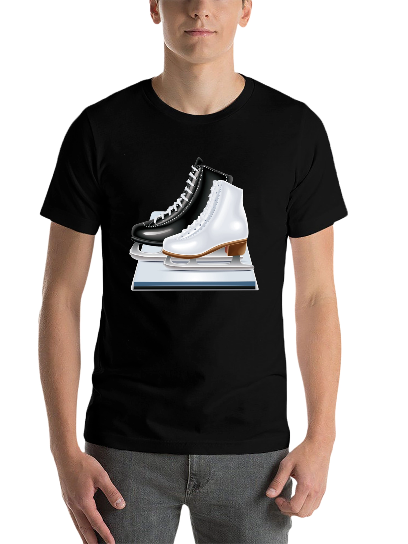 Black Ice Skating Tee - Figure Skates Graphic Shirt view 7