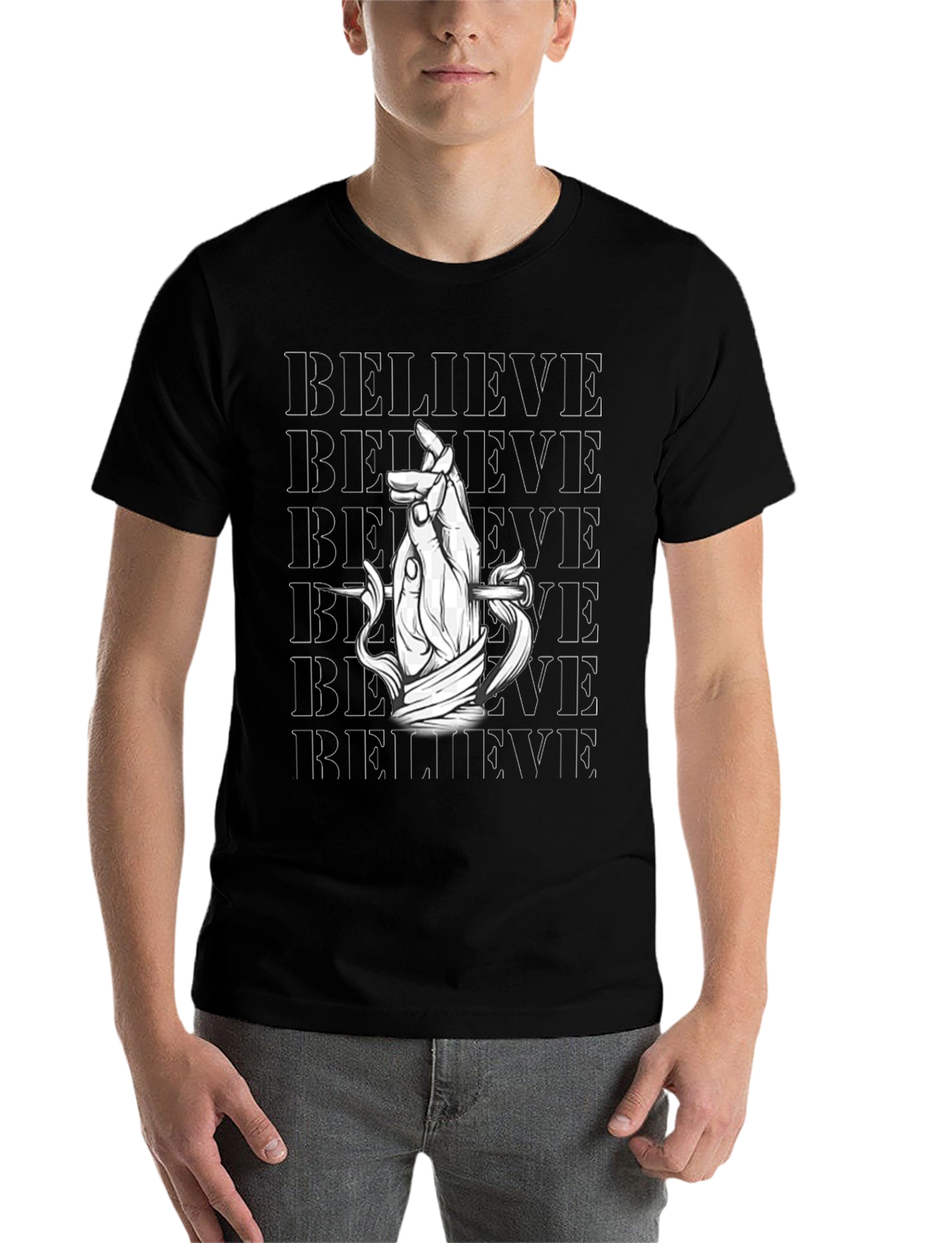 Black Believe Graphic Print Black T-Shirt view 7