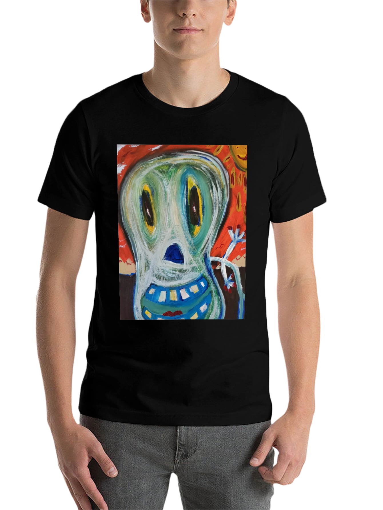 Black Abstract Art Graphic Tee - Quirky Style view 7