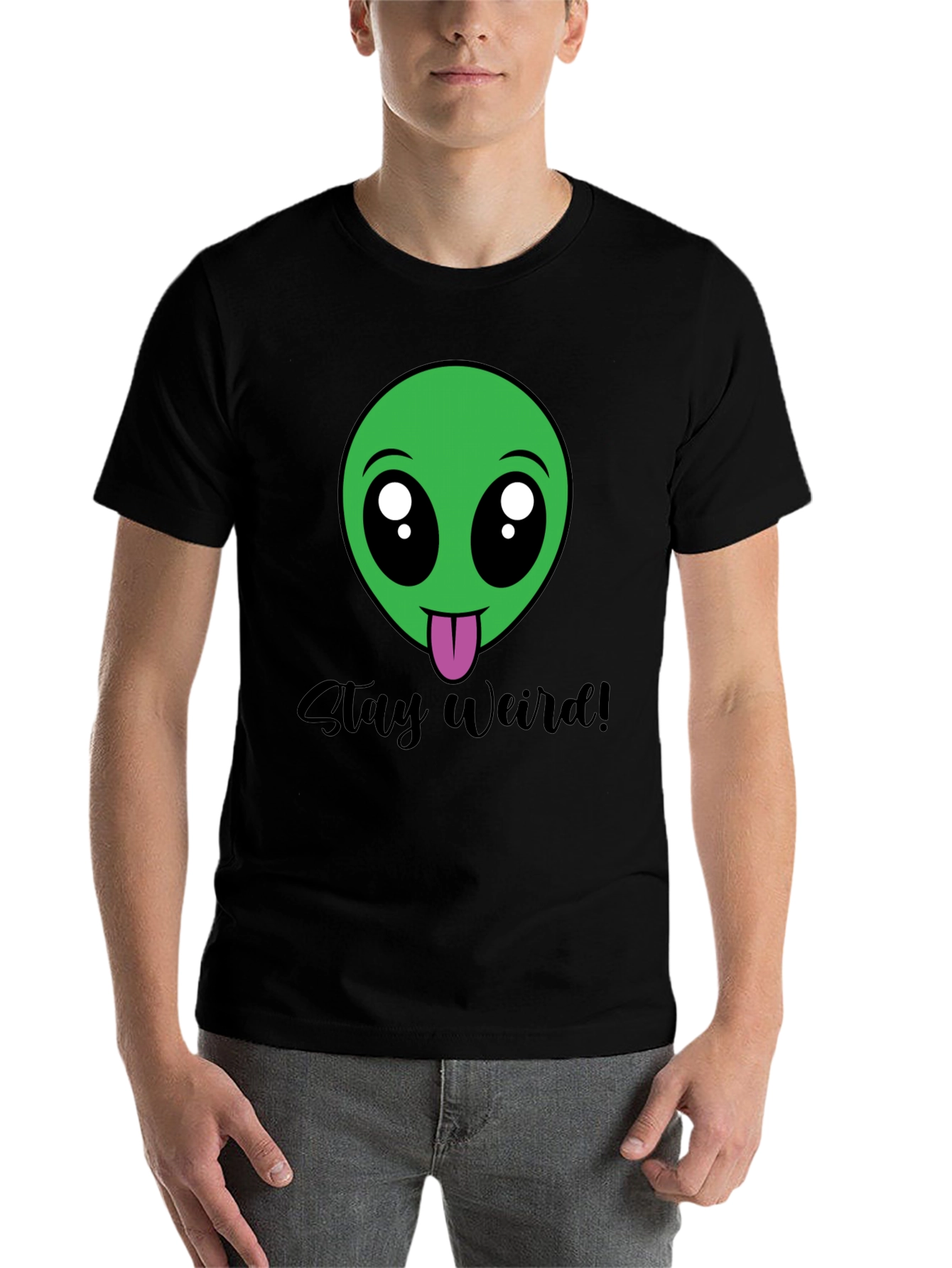 Black Stay Weird Alien Tee - Black view 7