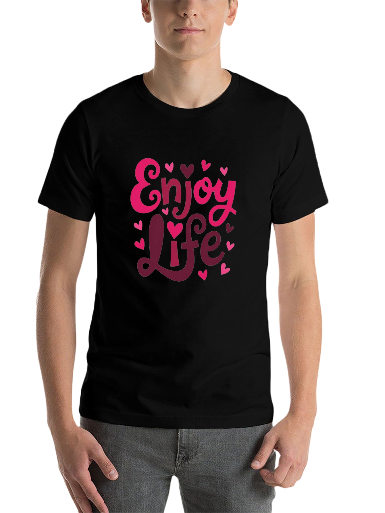 Black Enjoy Life Valentine's Day Graphic Tee view 7