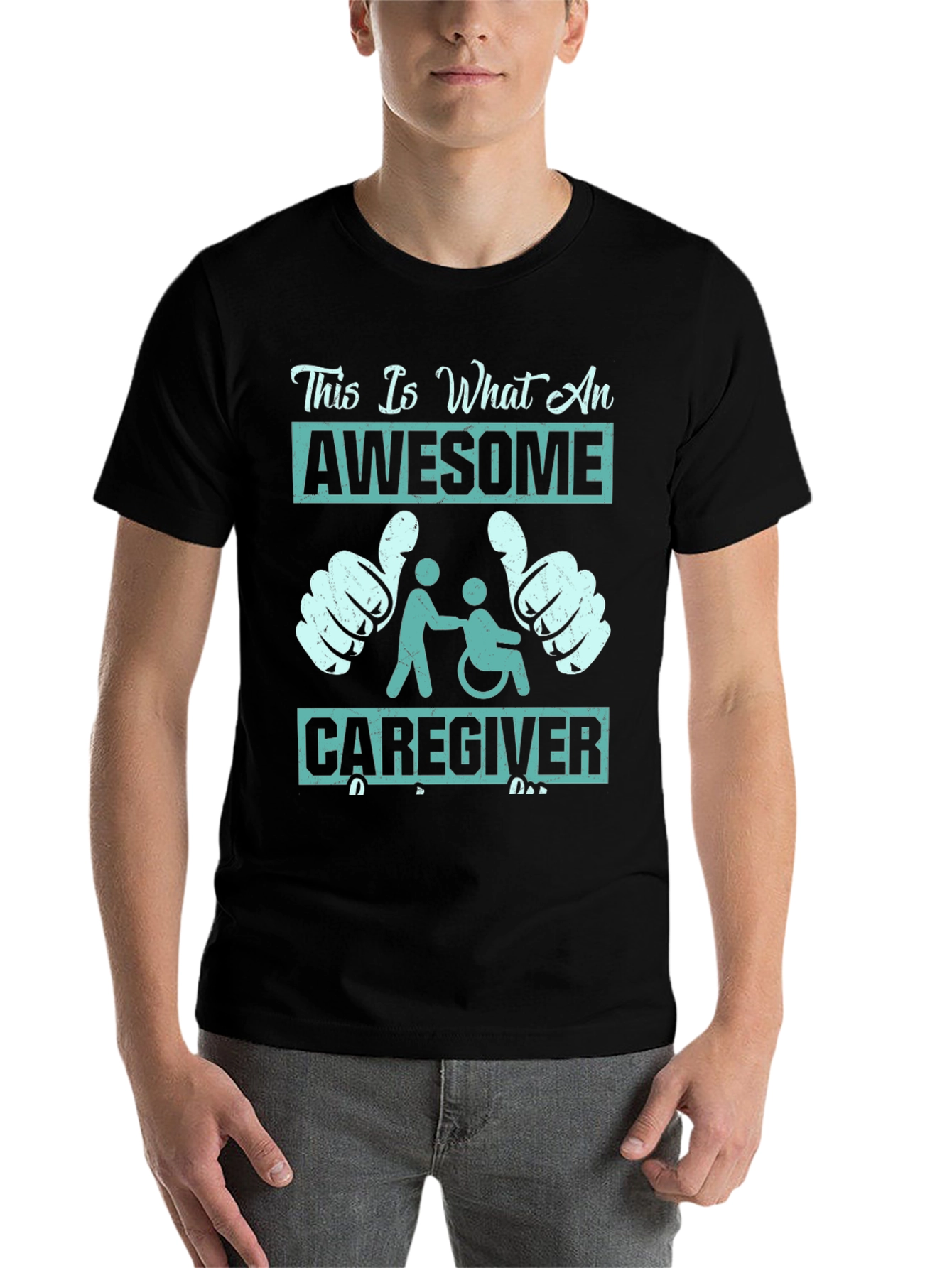 Black Awesome Caregiver T-Shirt - Support & Appreciation view 7