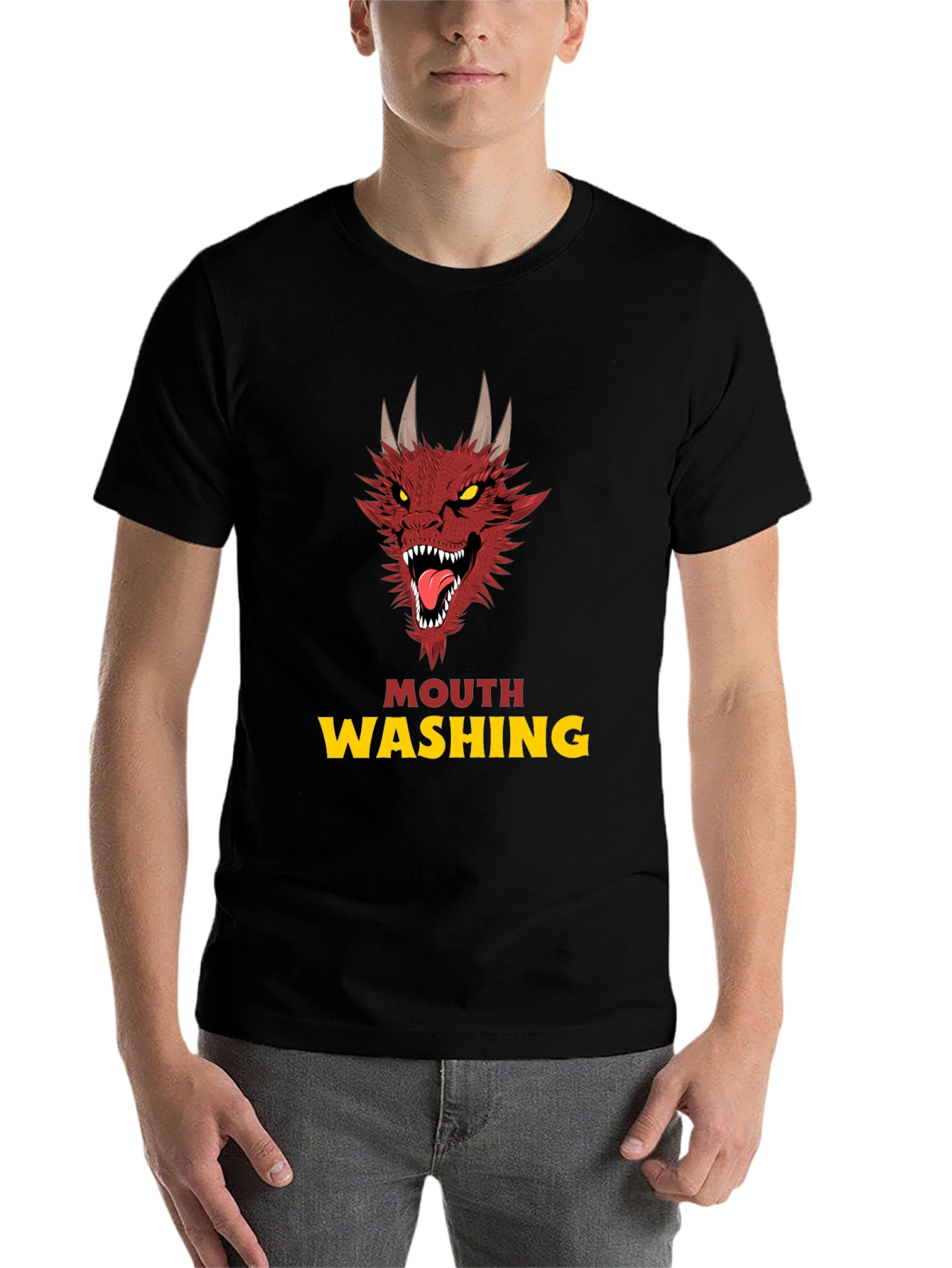 Black Mouth Washing Dragon Graphic T-Shirt - Black view 7