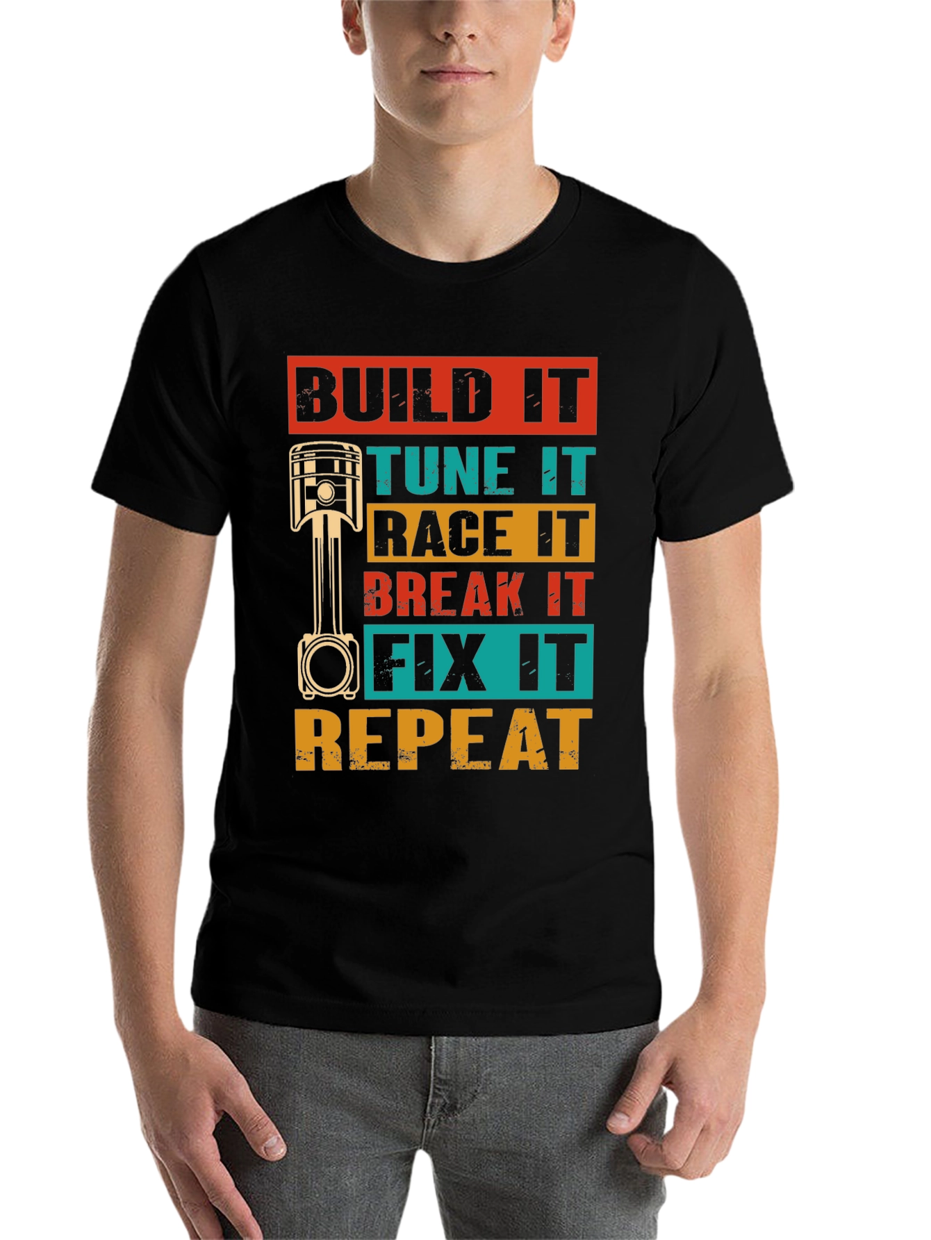 Black Build It, Tune It, Race It T-Shirt view 7