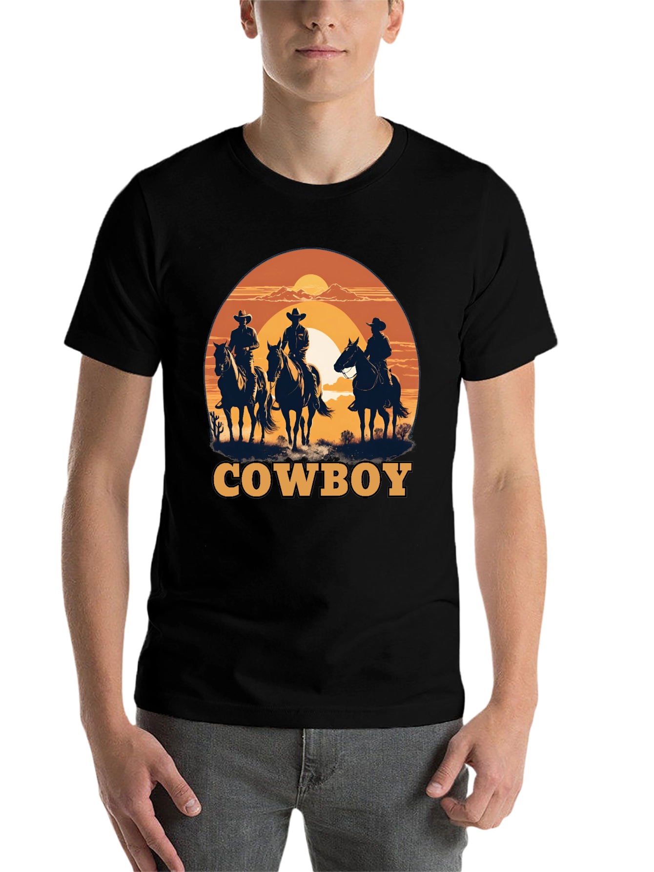 Black Cowboy Silhouette Graphic T-Shirt view 7
