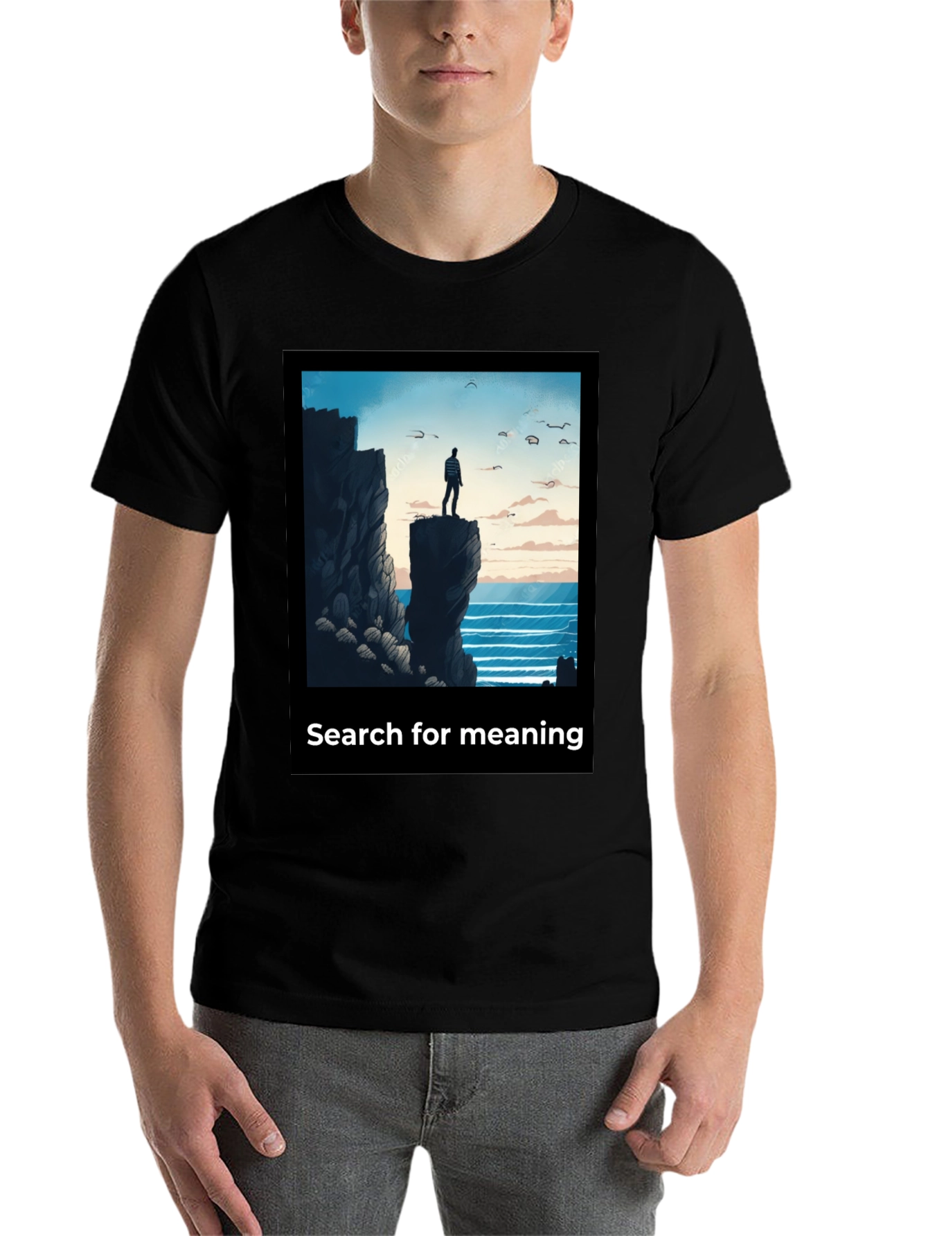 Black Search for Meaning Graphic T-Shirt view 7