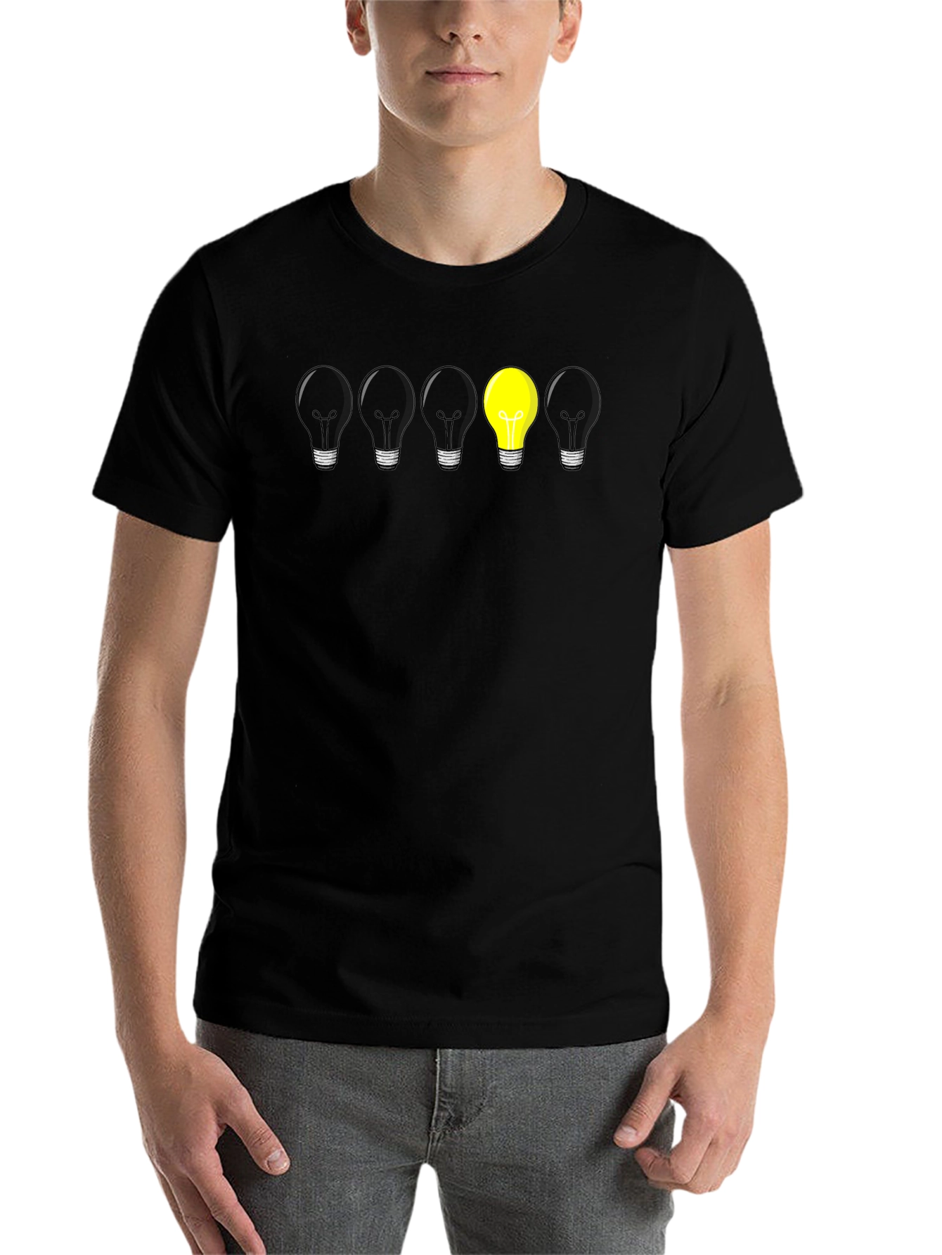 Black Unique Lightbulb Graphic Tee - Be Different! view 7