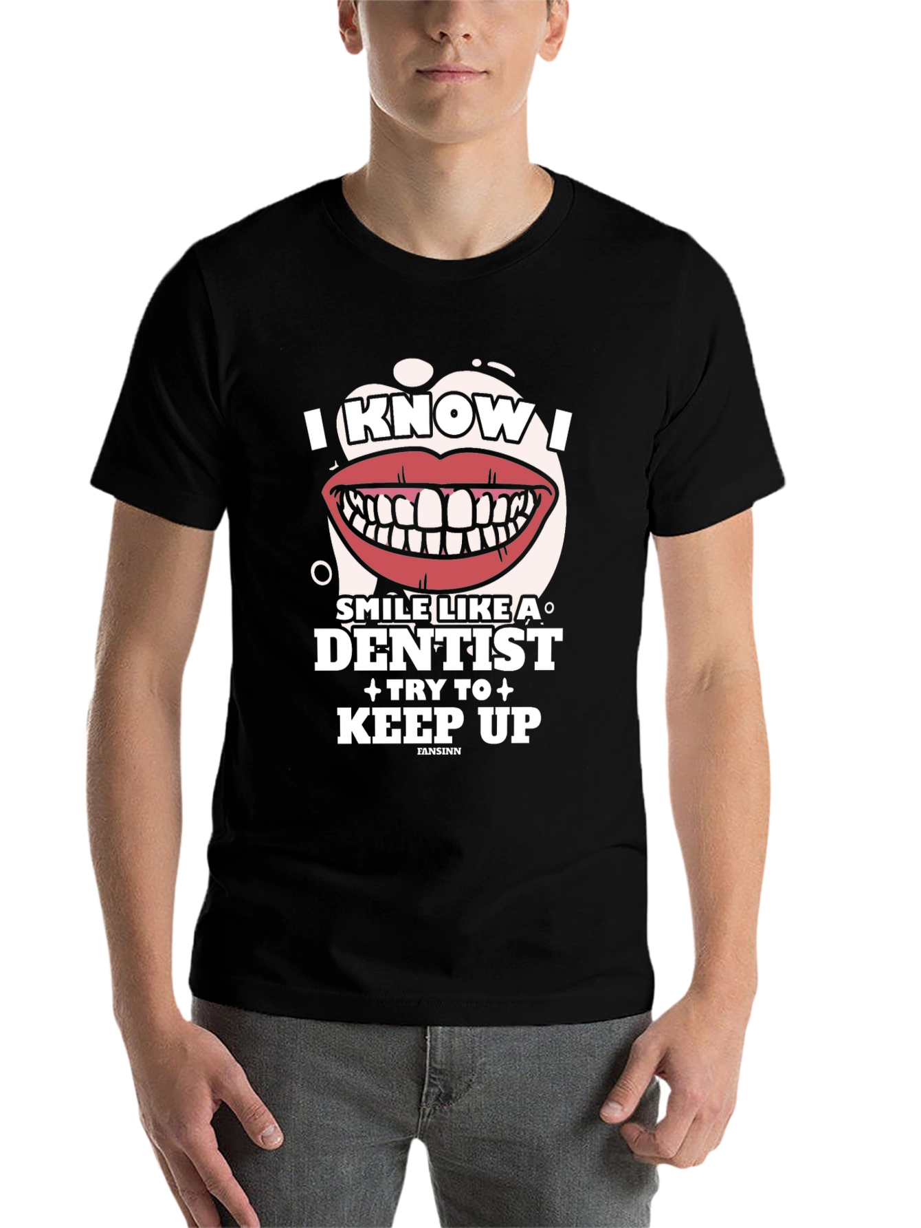 Black I Know I Smile Like a Dentist Graphic Tee view 7