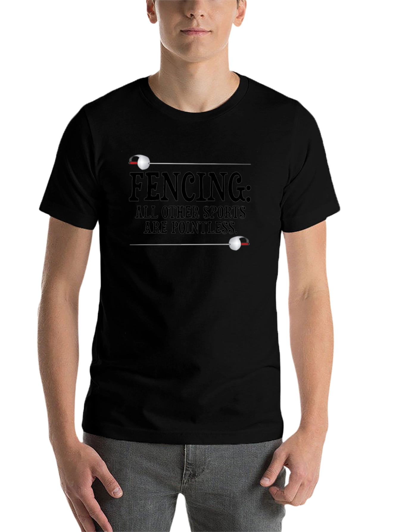 Black Fencing Pointless Sports Graphic T-Shirt view 7
